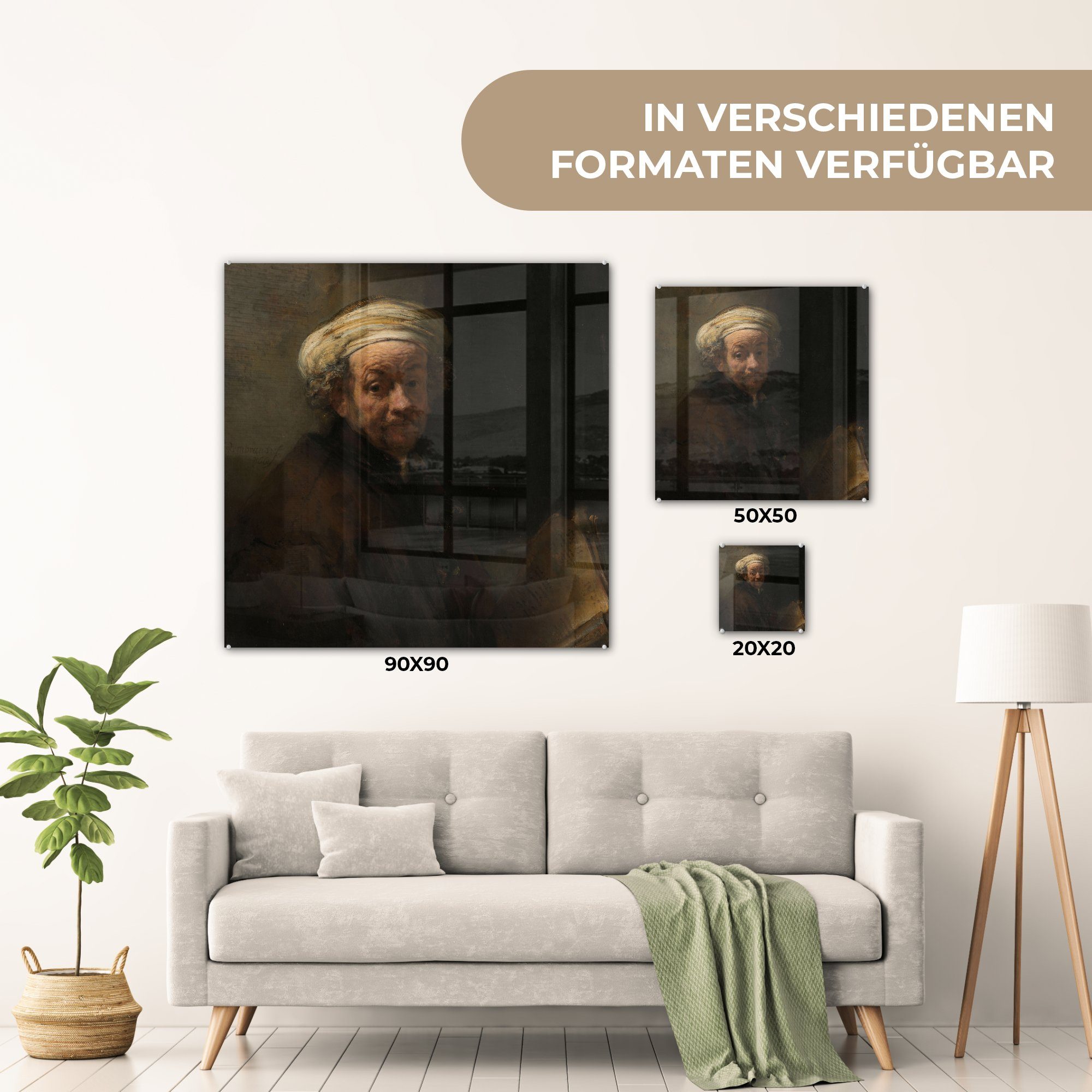 Wandbild van - Foto Rembrandt MuchoWow Wanddekoration Selbstbildnis von Glasbilder Rijn, - Paulus - (1 Acrylglasbild als Apostel Bilder St), - auf auf Glas Glas Gemälde