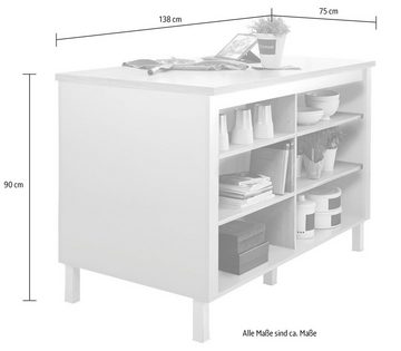 BASIC by Balculina Unterschrank Bilberry Kücheninsel, Breite 138 cm