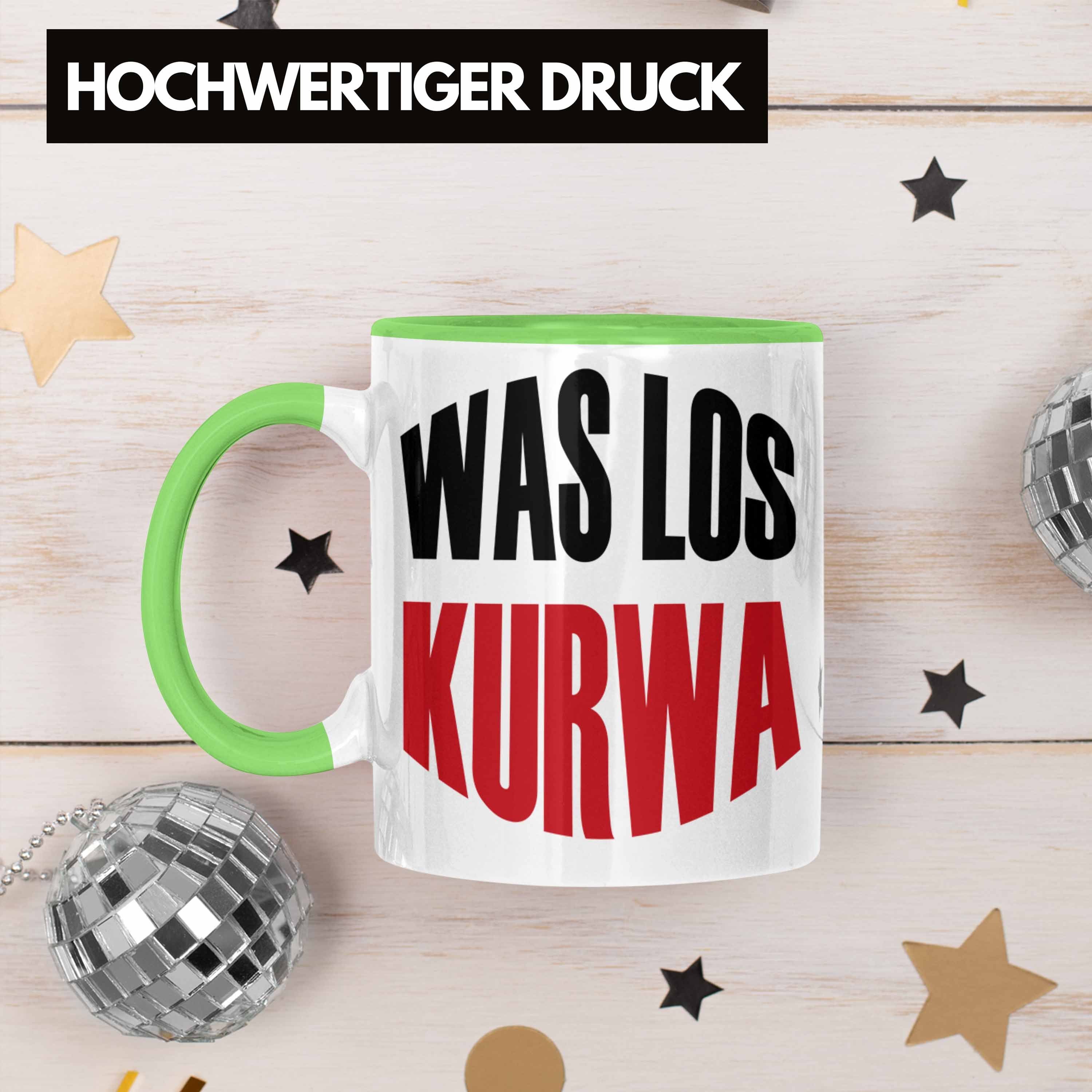 Tasse Polen Trendation Lustige Polnisches Geschenk Spruch Kurwa" Tasse "Was Grün Los