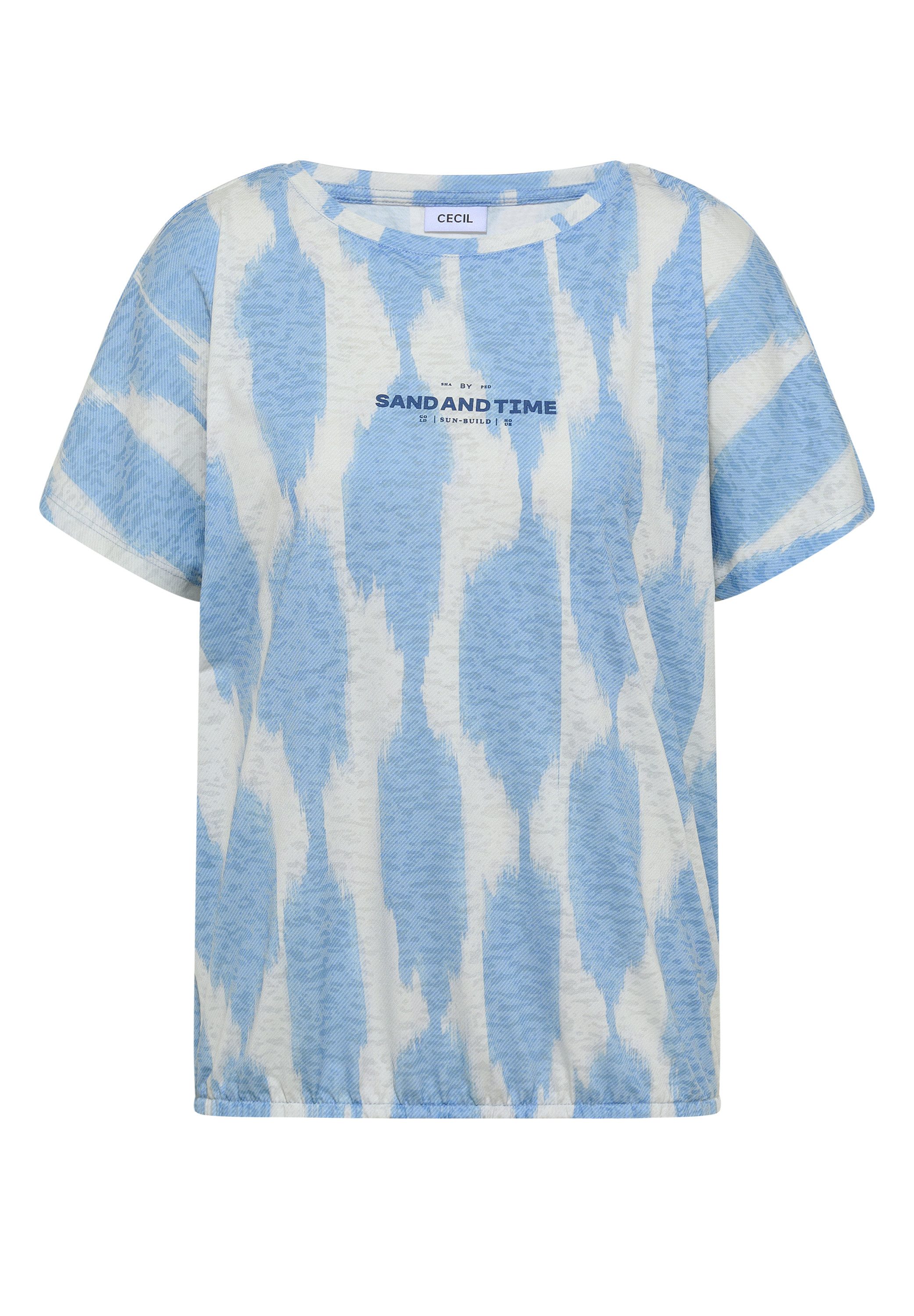 CECIL Kurzarmshirt Sommershirt im Ausbrenner-Look mit Wording – Bild 5 von 5