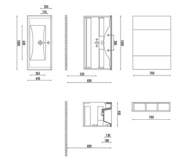 Creavit Waschbeckenschrank SLY100.06A (1-St) Sally Badezimmer Unterschrank 100 cm Schwarz matt
