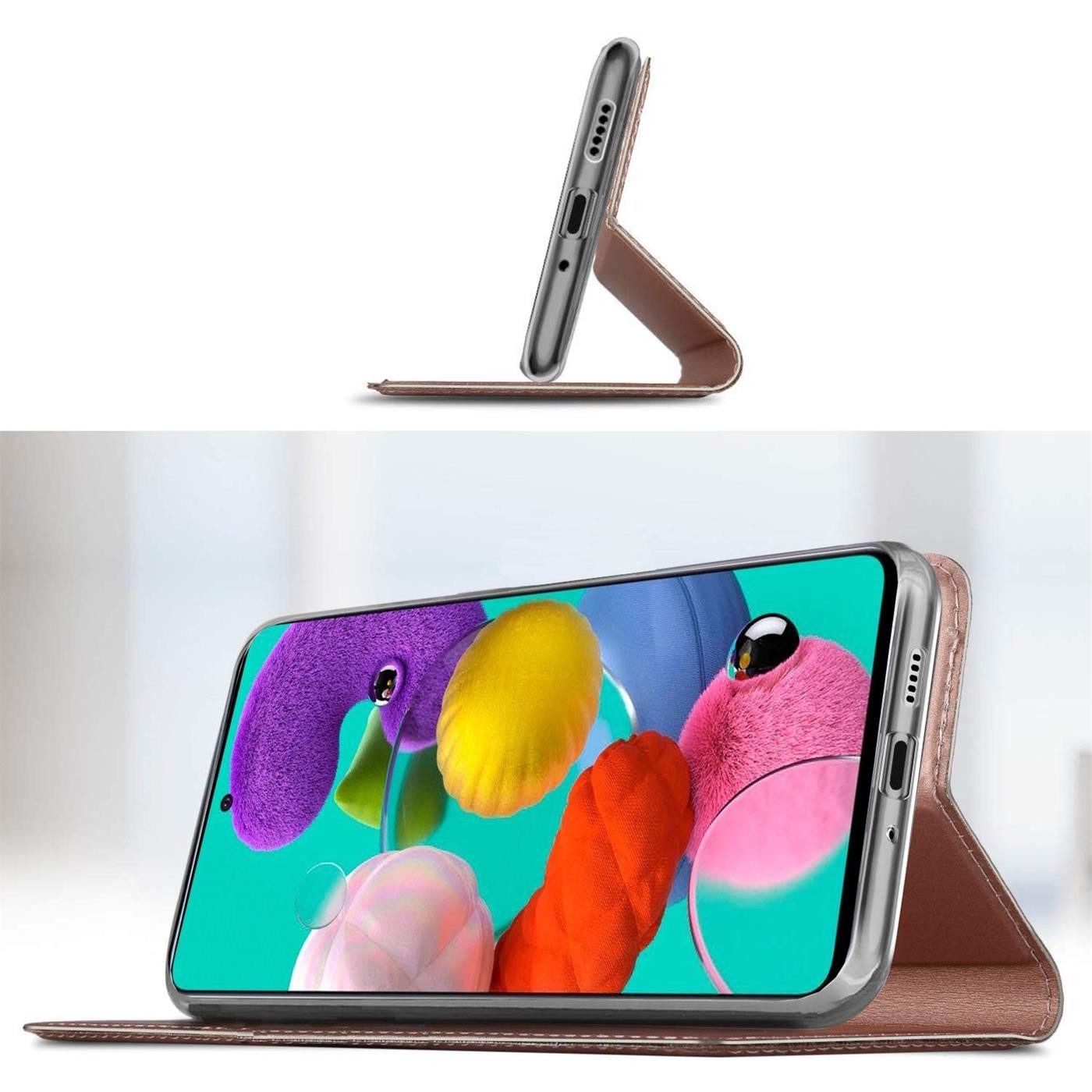 CoolGadget Handyhülle Klapptasche Wallet Kartenfach für Samsung Galaxy A51 6,5 Zoll, Ultra Slim Flip Case Hülle Klapphülle Cover Schutzhülle