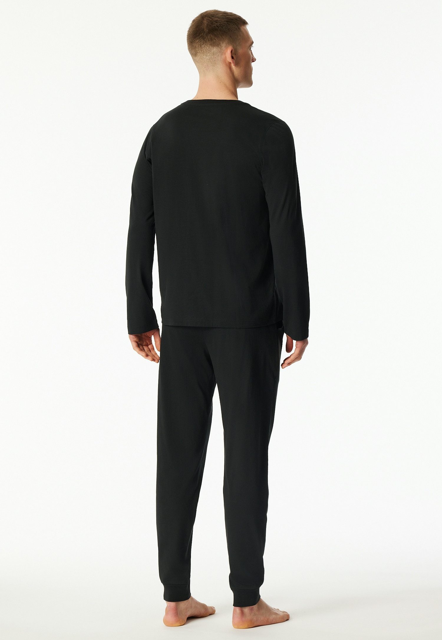 Schiesser Schlafanzug Modern Nightwear (2 tlg) seitliche Taschen, Brusttasche, Langarm, Baumwolle, Single Jersey
