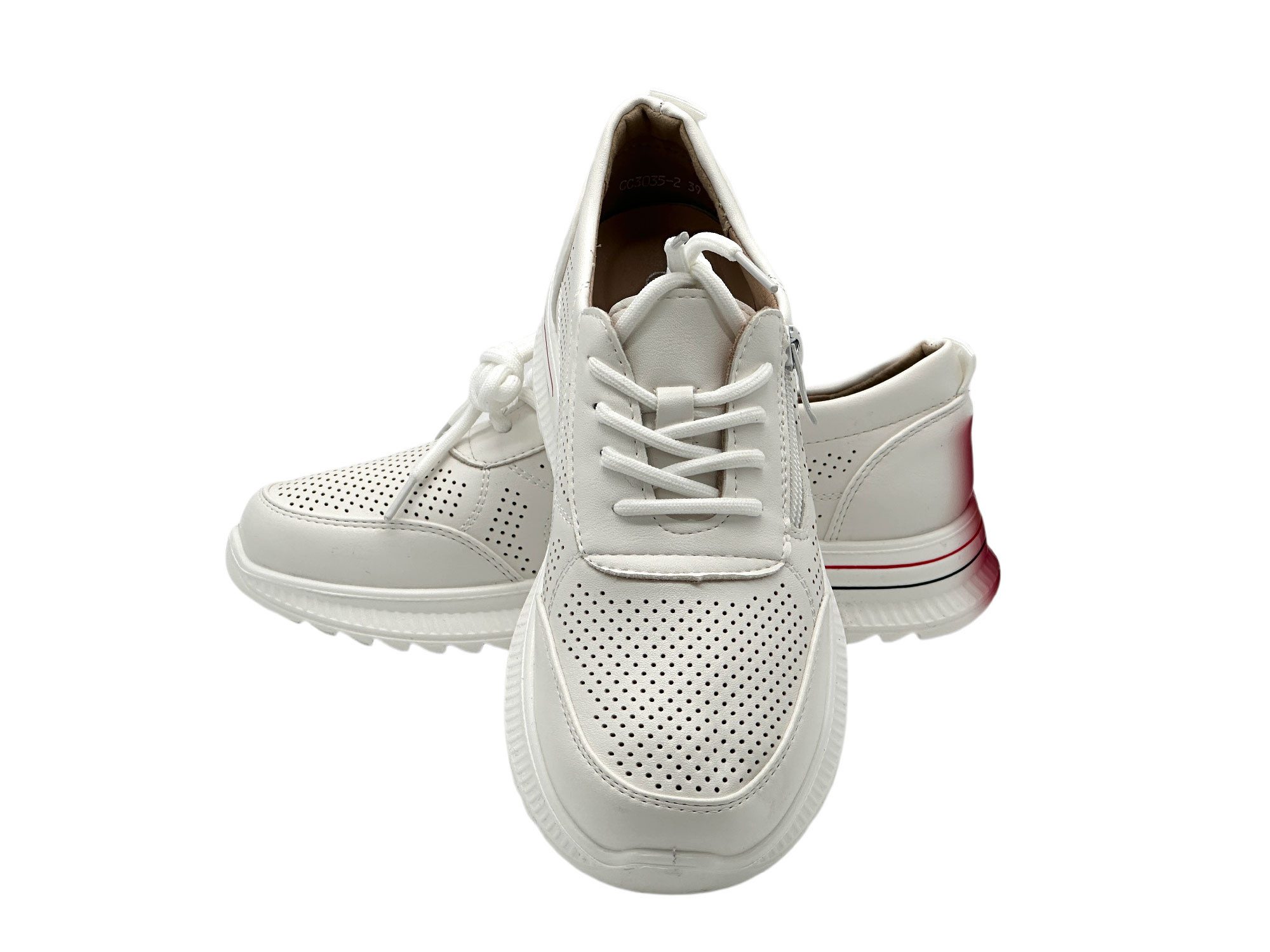 Nowaland Damen Halbschuhe mit Reißverschluss und Perforierung Sneaker Seitlicher Reißverschluss · Atmungsaktive Perforierung