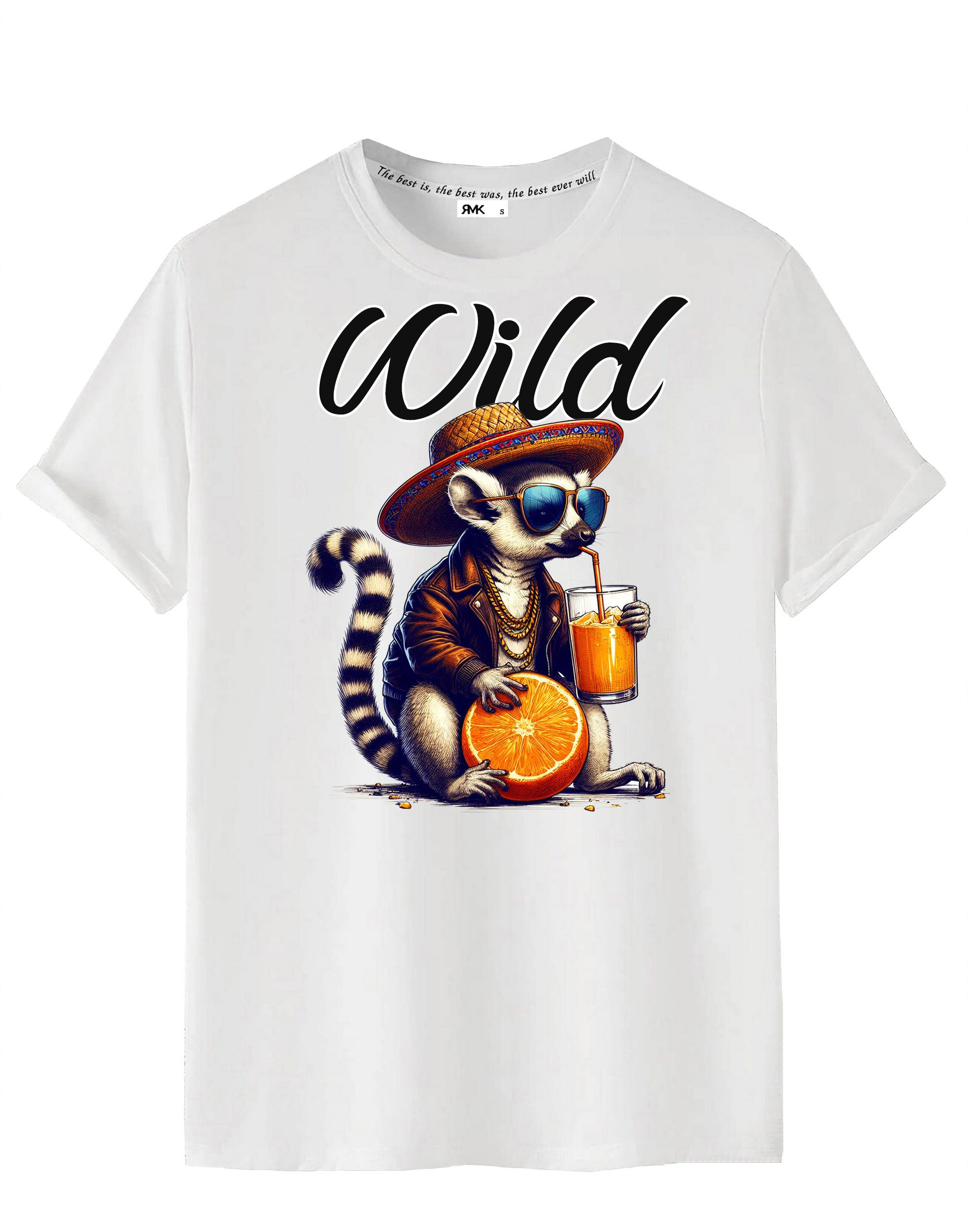 RMK T-Shirt Herren Print-Shirt T-Shirt Basic Vintage Wild Orange aus Baumwo günstig online kaufen