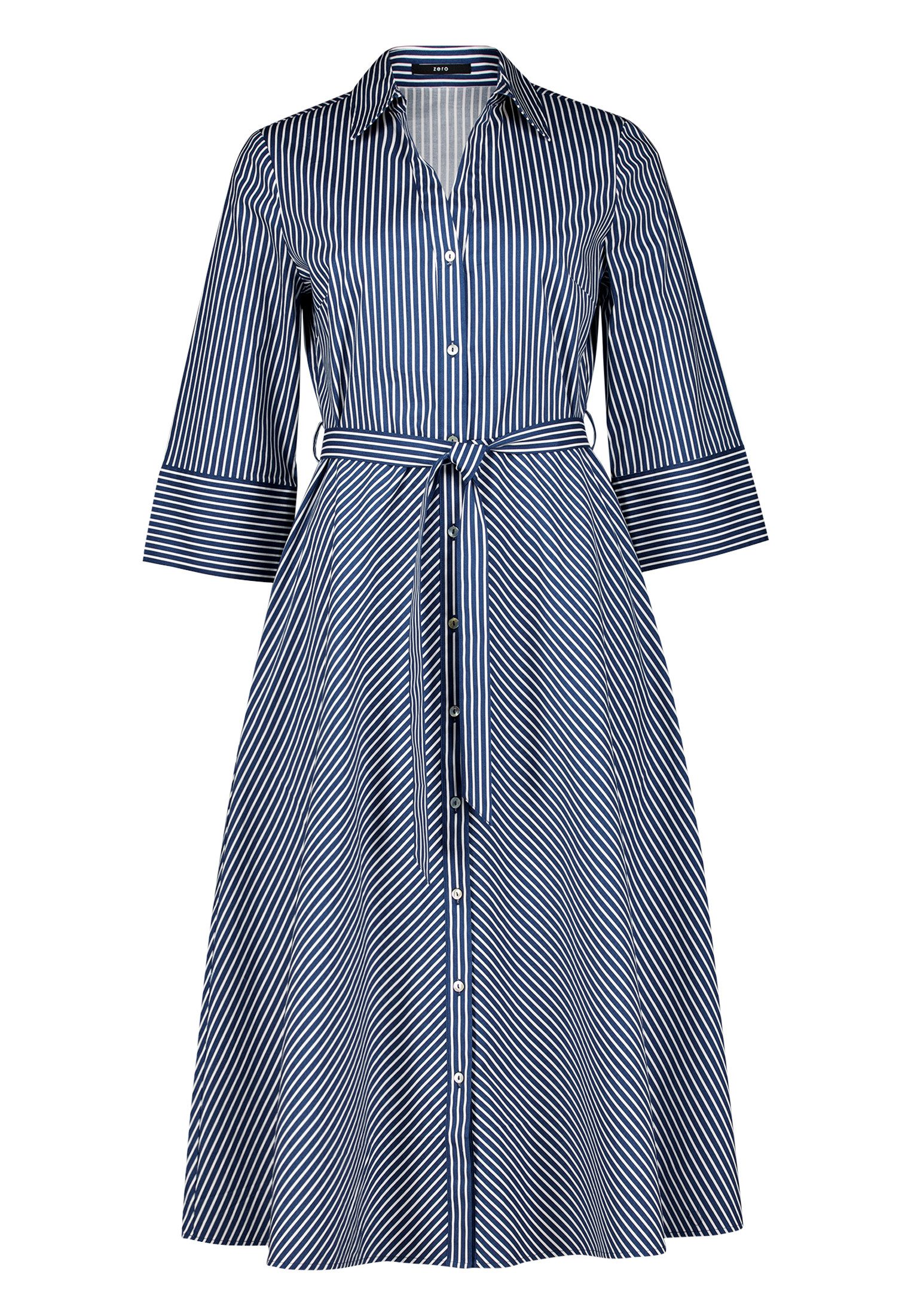 Zero Hemdblusenkleid Damen mit 3/4 Arm Bindegürtel