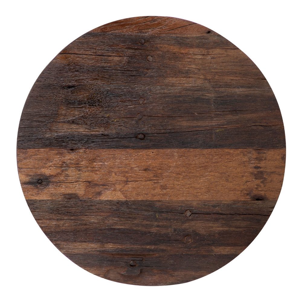 WOMO-DESIGN Couchtisch Surabaya Beistelltisch Wohnzimmertisch Kaffeetische Sofatisch, Natur/Nickel-Finish Ø70x35cm Rund Akazienholz stabil robust modern