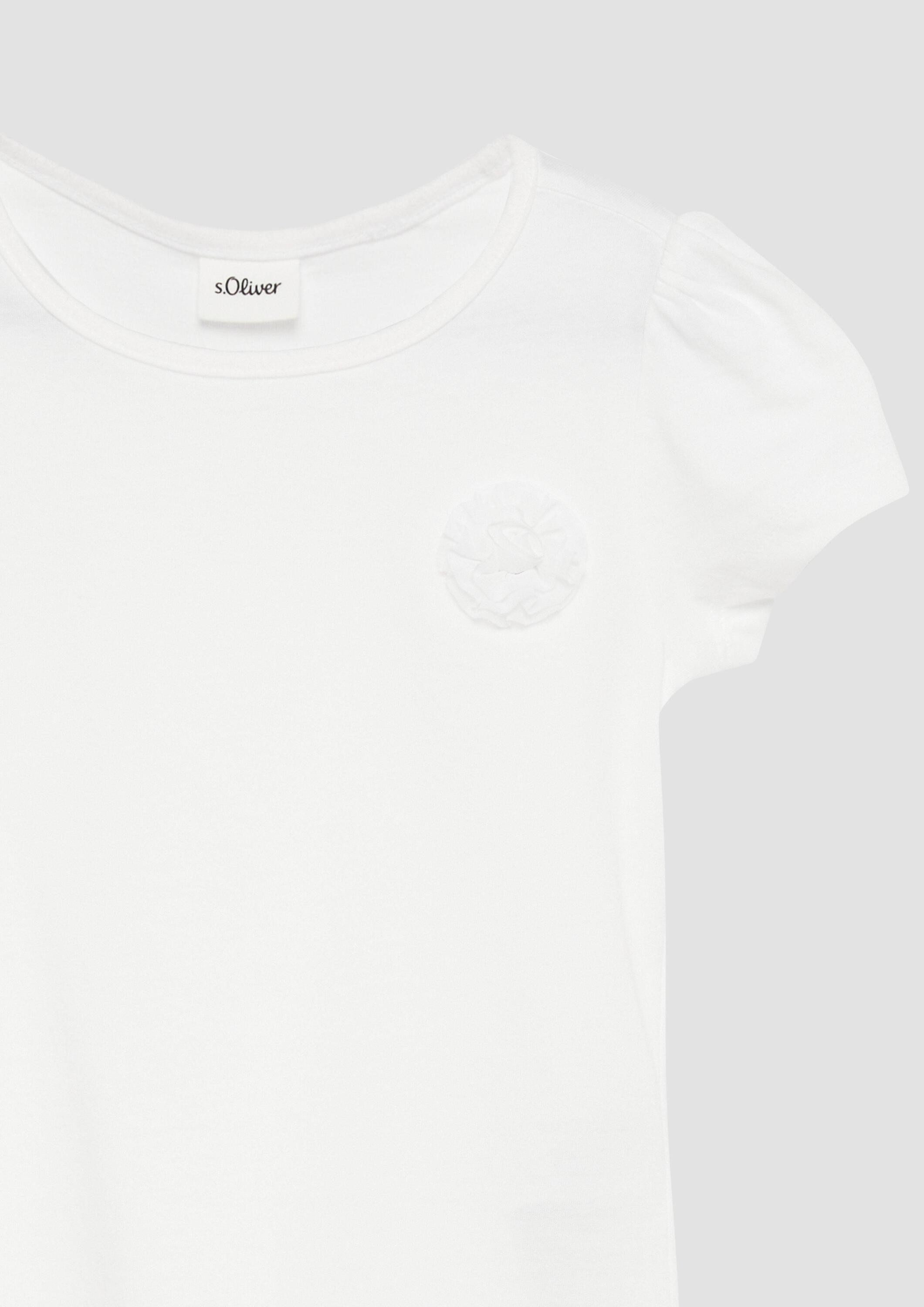 s.Oliver Kurzarmshirt T-Shirt T-Shirt mit Puffärmeln und Blumenapplikation