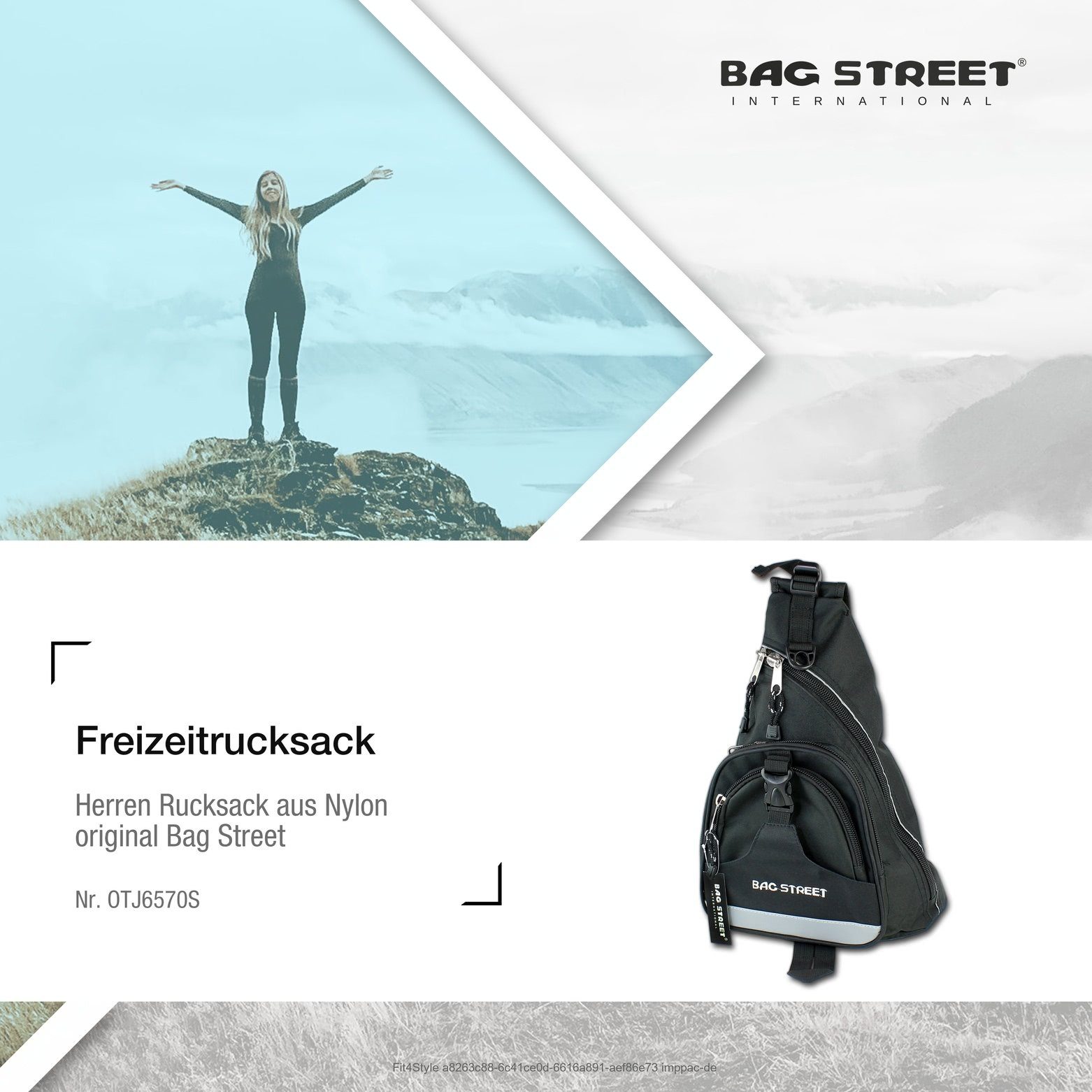 ca. Nylon Freizeitrucksack Nylon, STREET x schwarz schwarz (Freizeitrucksack), Bodybag 32cm ca. Freizeitrucksack BAG Street 45cm Bag