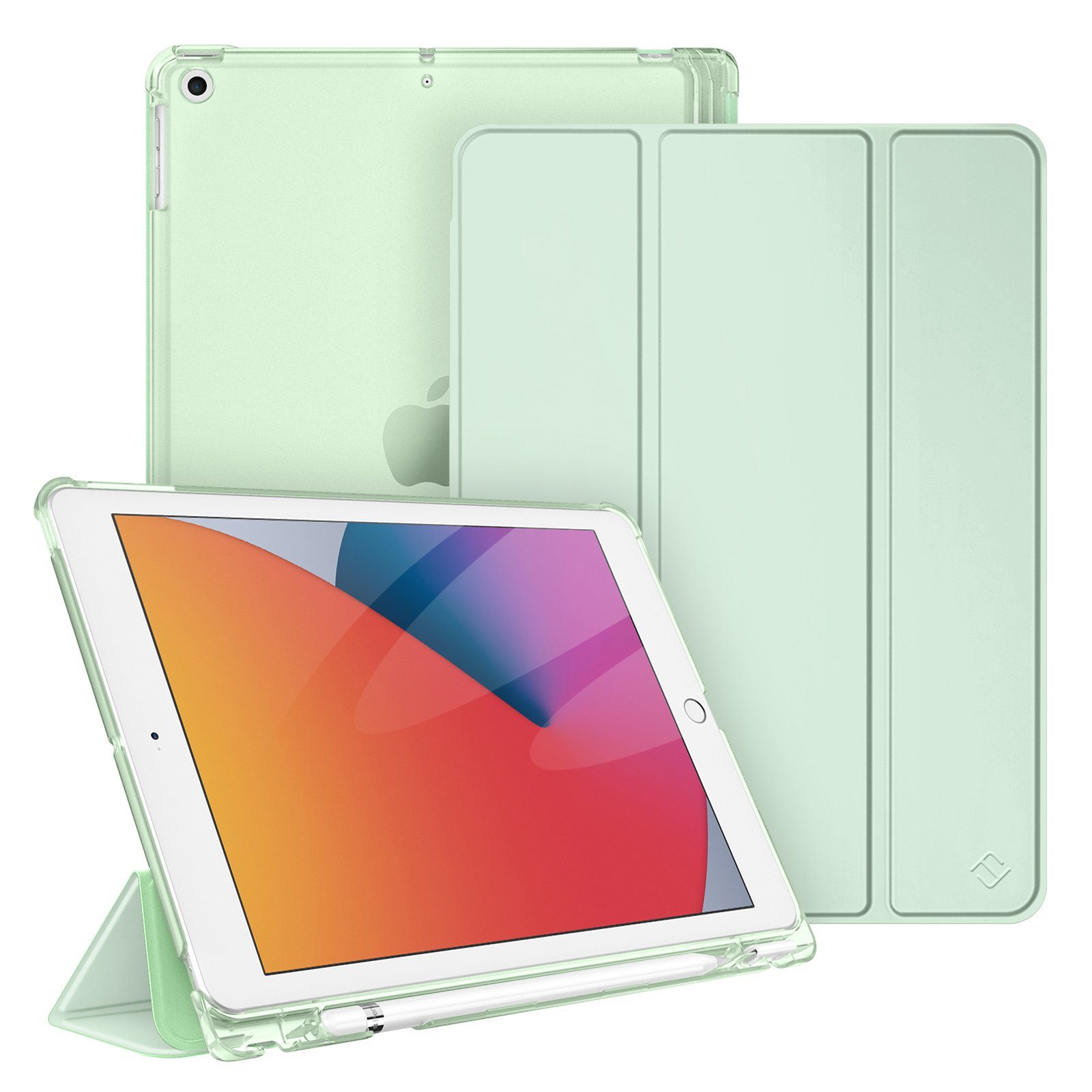 Fintie Tablet-Hülle für iPad 9. Gen 2021/8. Gen 2020/7. Gen 2019 10.2 Zoll mit Stifthalter, ultradünne leichte Case mit transparenter Rückseite & Auto Schlaf/Wach