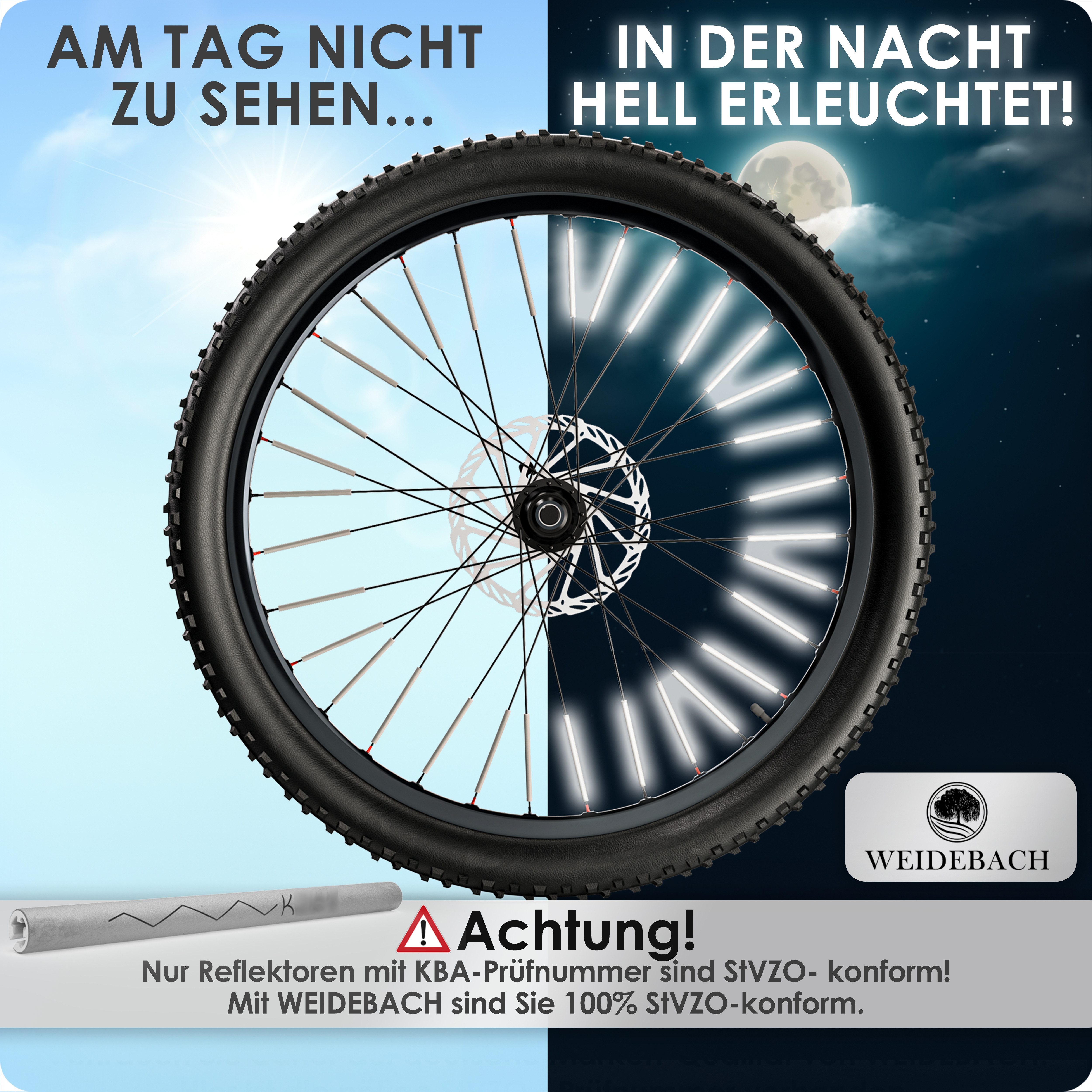 WEIDEBACH Fahrradreflektor Speichenreflektoren Fahrrad StVZO, für mehr Sichtbarkeit, (72 St)