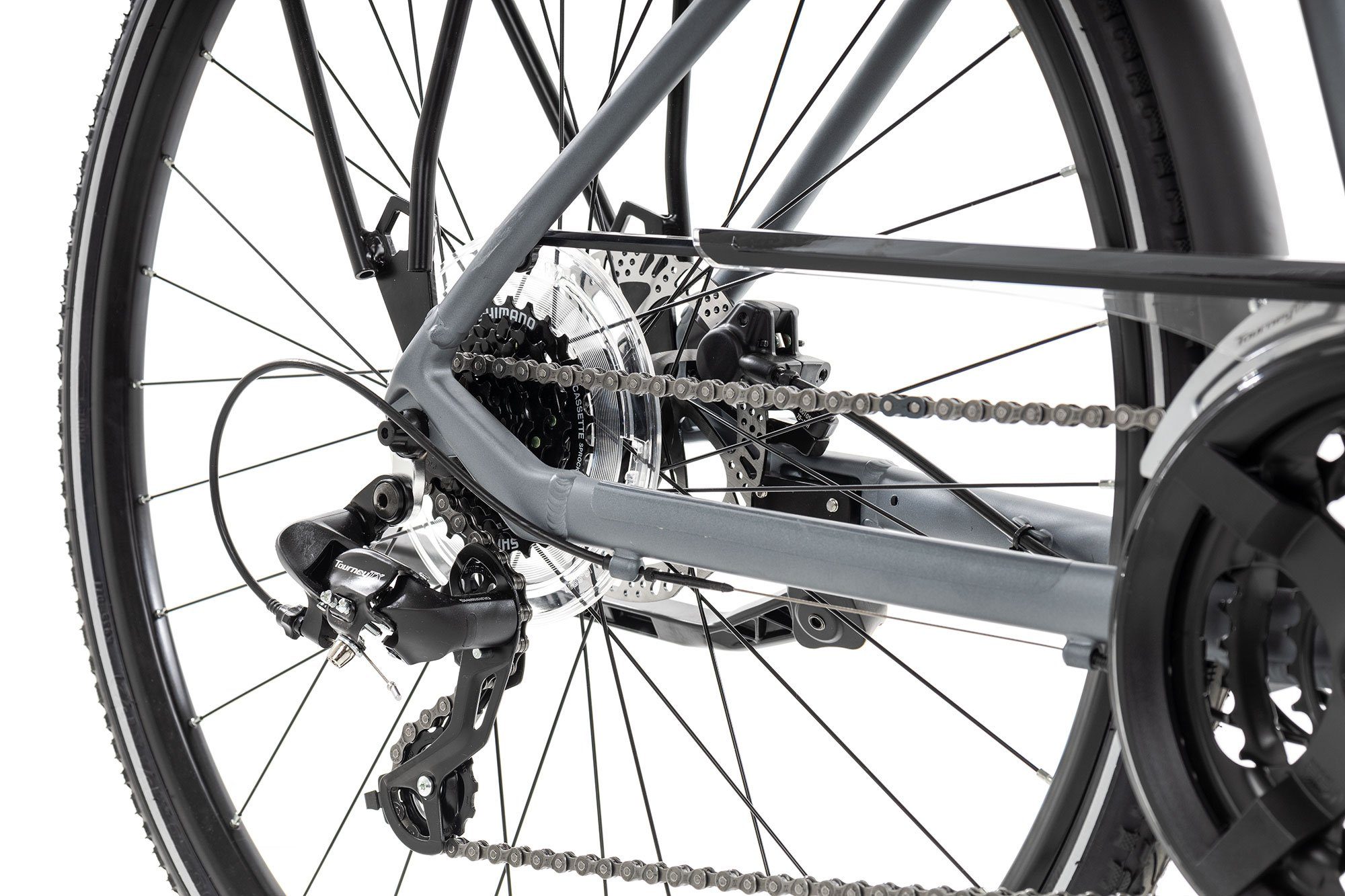 2R Manufaktur Trekkingrad TRX21 Trapez, 21 Gang Shimano RD-TX-800-7 Schaltwerk, Kettenschaltung, Damenrad 28 Zoll schwarz/grau