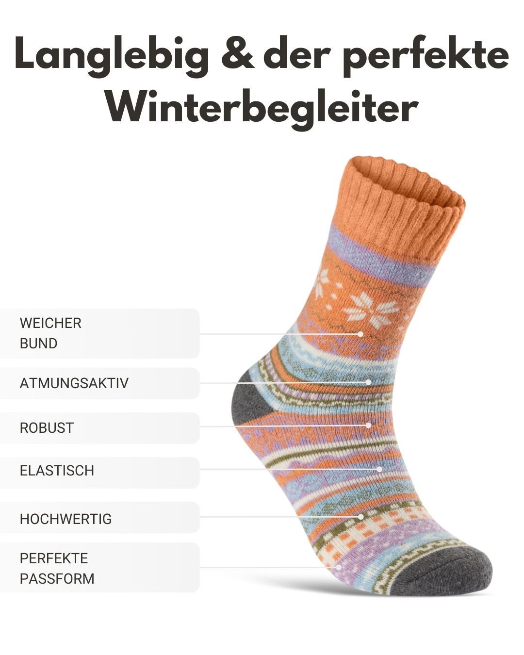 sockenkauf24 Thermosocken 5 Paar Wollsocken warme Wintersocken Damen & Herren Vollfrottee (5-Paar) mit Komfortbund