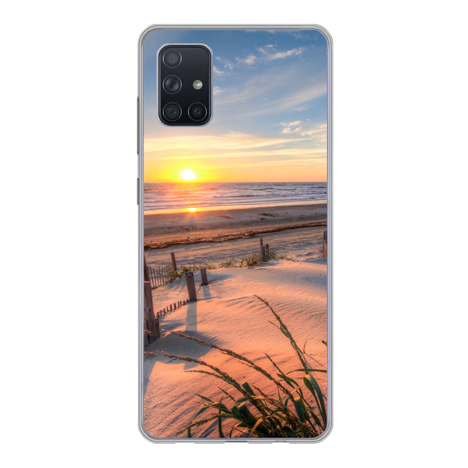 MuchoWow Handyhülle für Samsung Galaxy A71 Strand - Meer - Düne - Sonnenuntergang - Landsc, Phone Case, Silikon, Schutzhülle Dünn