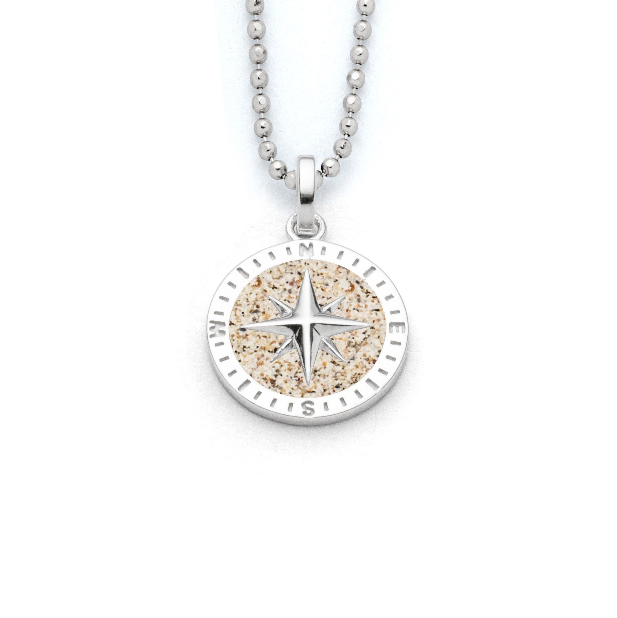 Kettenanhänger DUR Schmuck: Anhänger 15mm "Kompassrose 2.0" mit Strandsand, P4859
