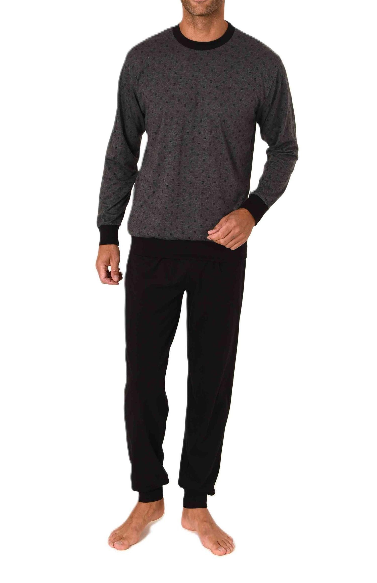 Pyjama Normann Herren Schlafanzug langarm mit Bündchen in eleganter Optik