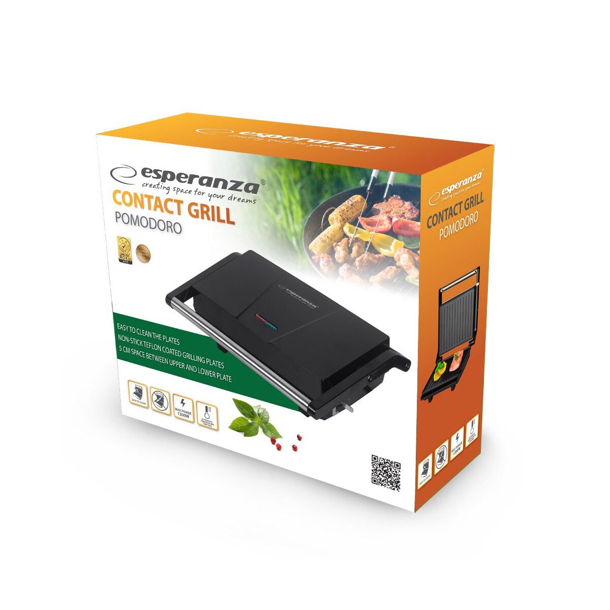 Esperanza Kontaktgrill Esperanza Pomodoro Kontaktgrill Elektro Tischgrill EKG014