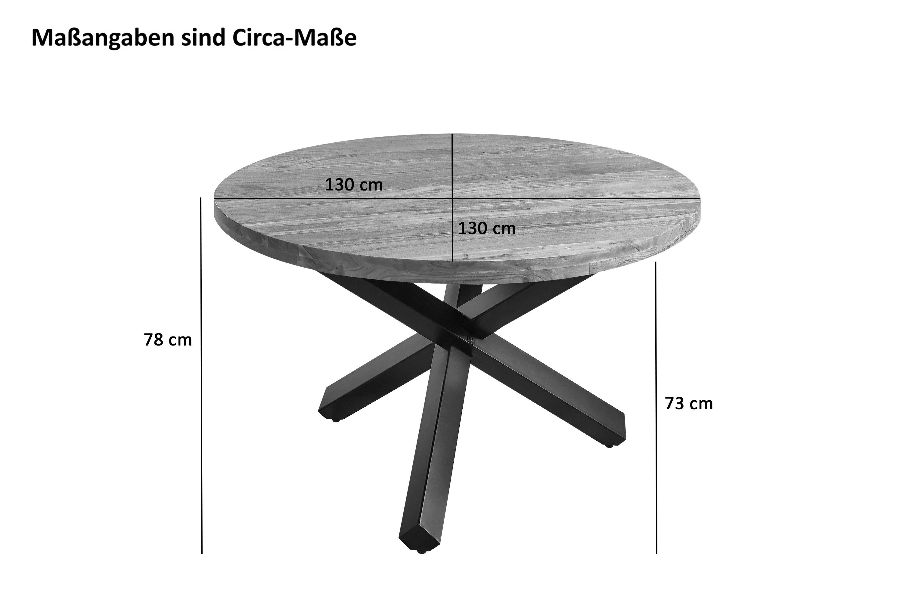 SAM® Esstisch Sintara, massives Akazienholz, runde Platte, Sterngestell aus Metall