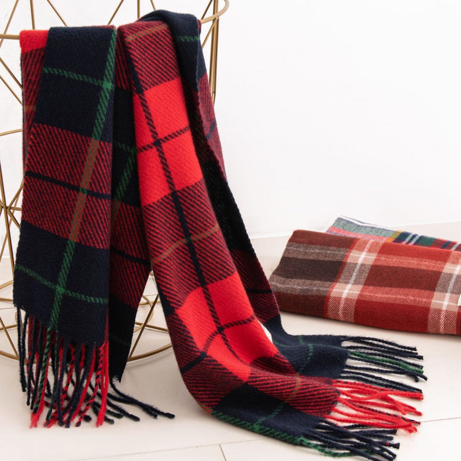 Jumpeak Modeschal Schal,Fransentuch,schal damen,loop schal damen,schal damen winter, (Packung, Weihnachtsschal aus Kunstkaschmir( 37*200cm), loop schal kinder,mode accessoires,mode für damen,Weihnachtsgeschenke