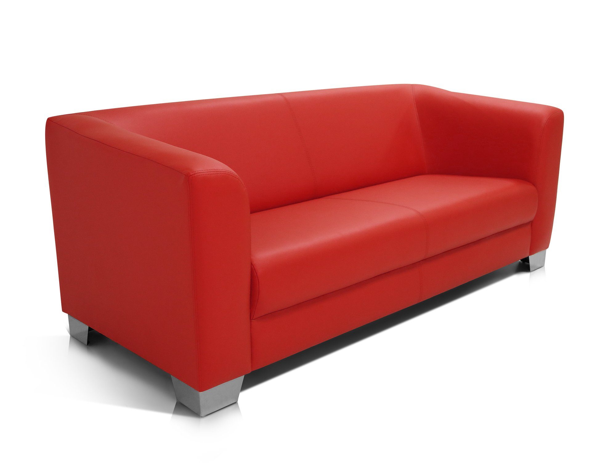 Moebel-Eins Polsterecke CHICAGO rot 3-Sitzer Sofa