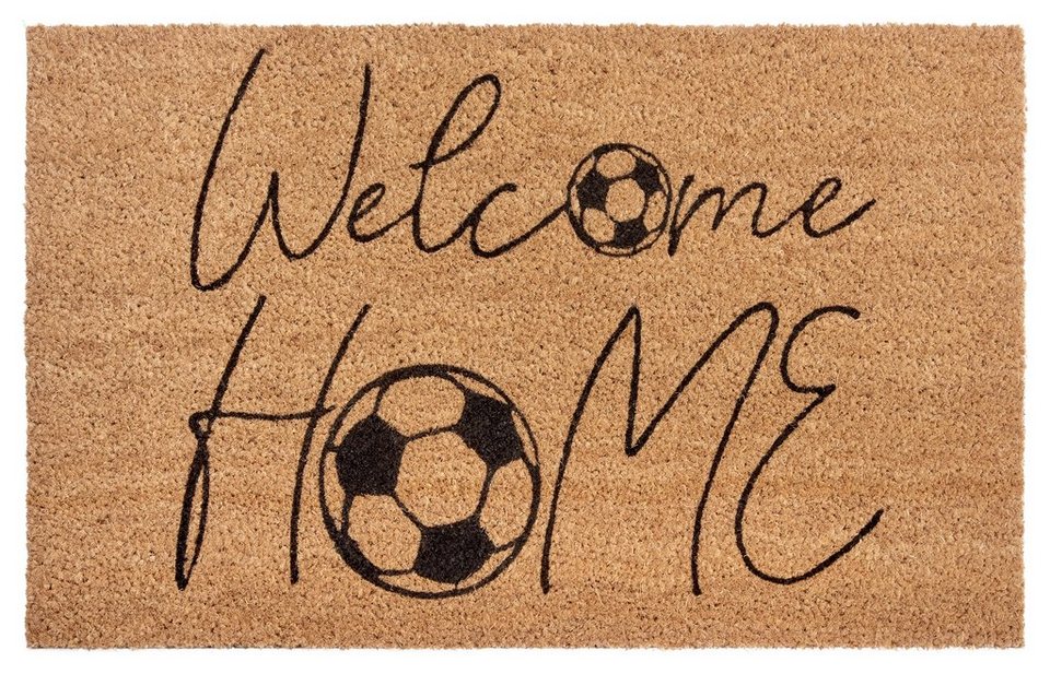 Fußmatte Kokos Welcome Home Soccer, HANSE Home, rechteckig, Höhe: 15 mm,  Kokos, Schmutzfangmatte, Outdoor, Rutschfest, Innen, Kokosmatte, Flur