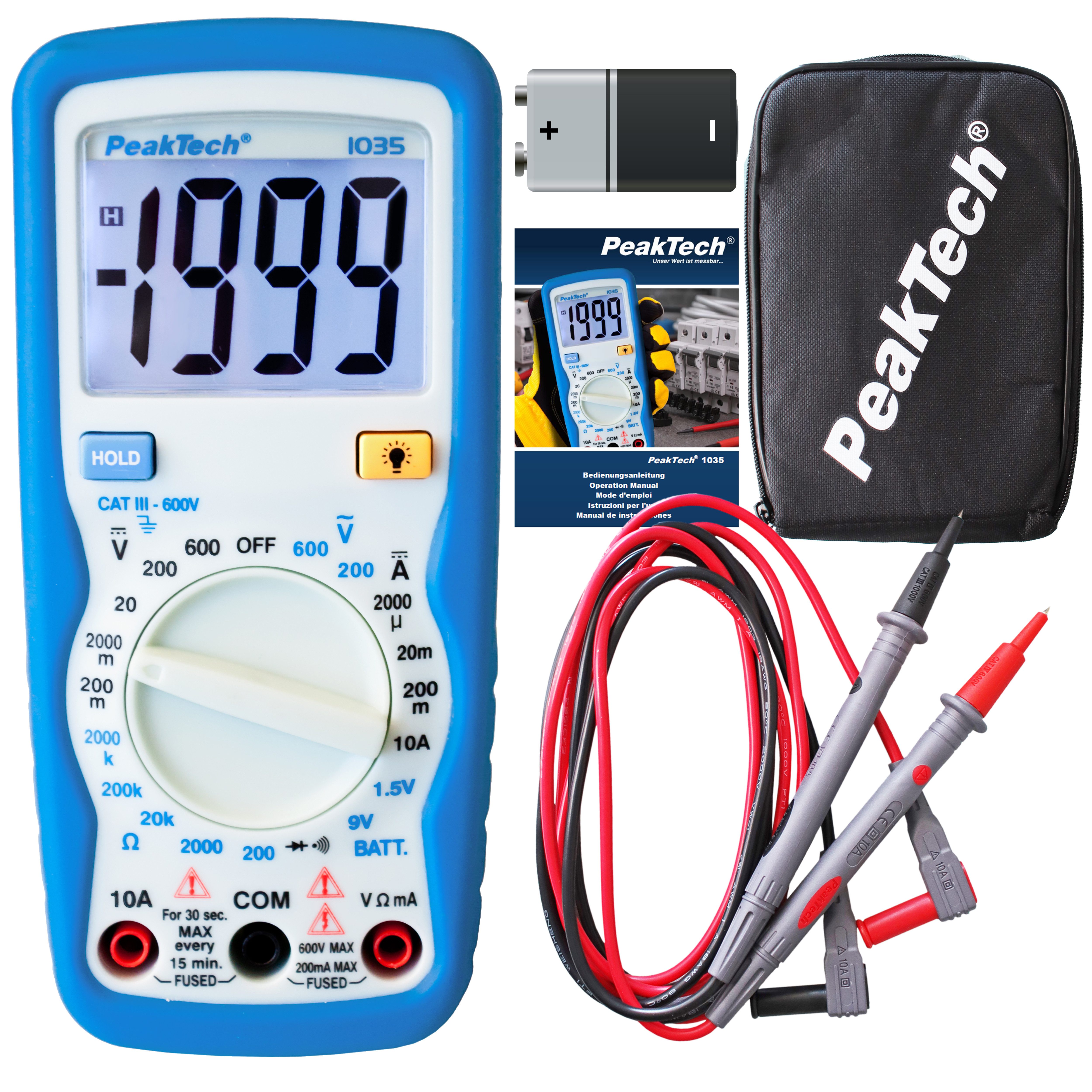 Multimeter P 1035 Digitalmultimeter ~ 2.000 Counts ~ 600V AC/DC ~ 10A DC