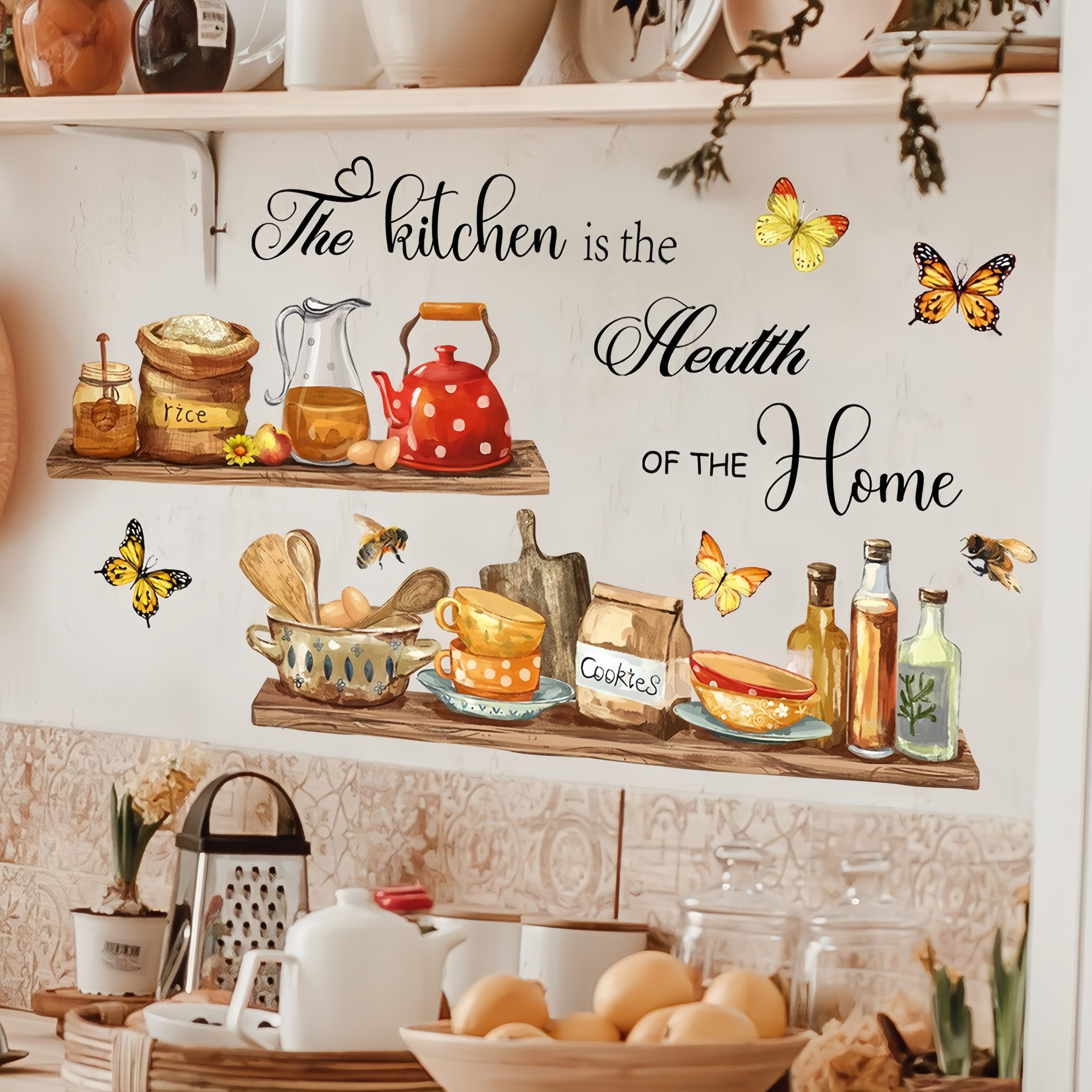FOUORTUNATE-BEE Wandtattoo Küchen-Wandaufkleber – Selbstklebend & ablösbar, Dekorative Wandsticker für die Küche