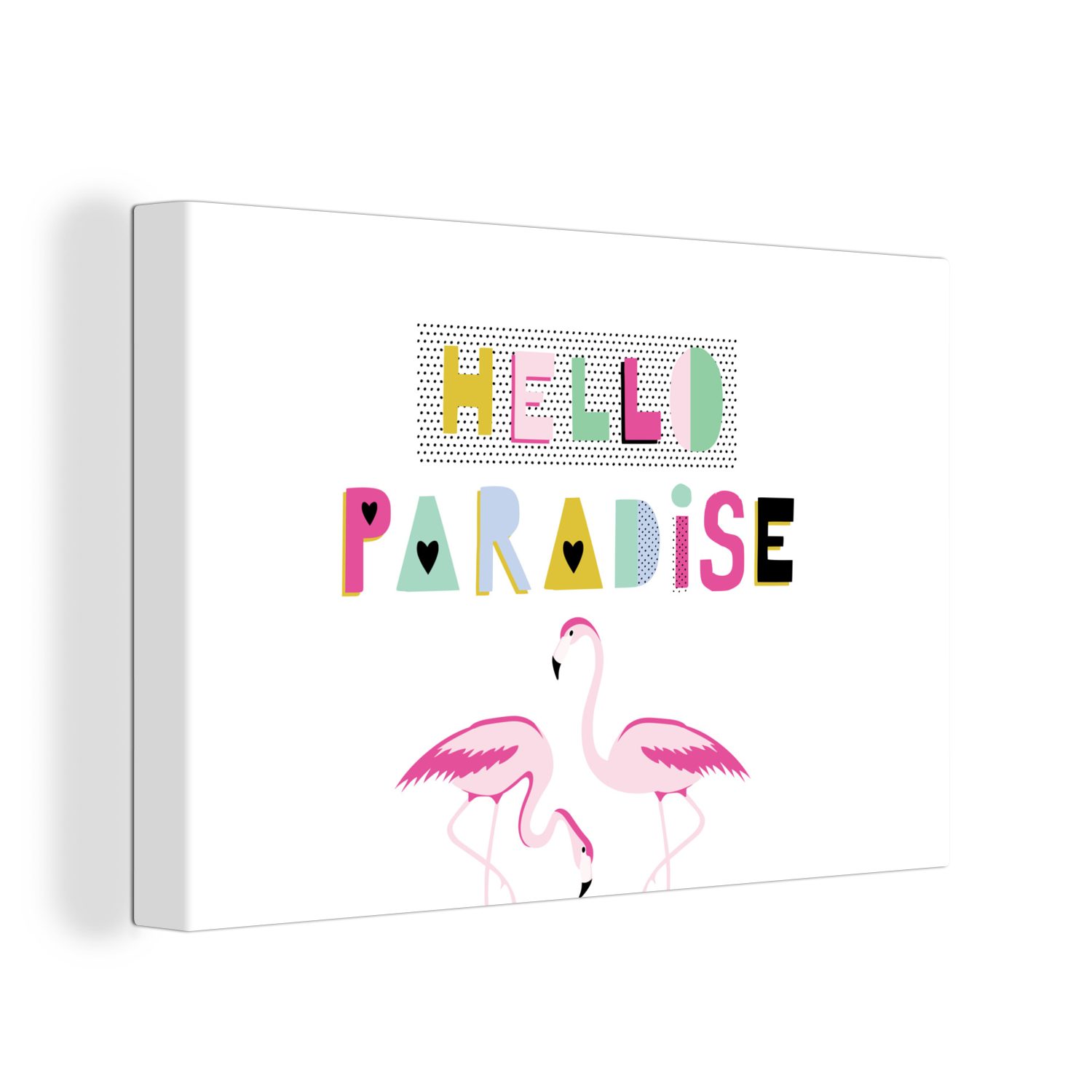 OneMillionCanvasses® Leinwandbild - Aufhängefertig, Rosa Wandbild Weiß, 30x20 Wanddeko, (1 Leinwandbilder, St), - cm Flamingo