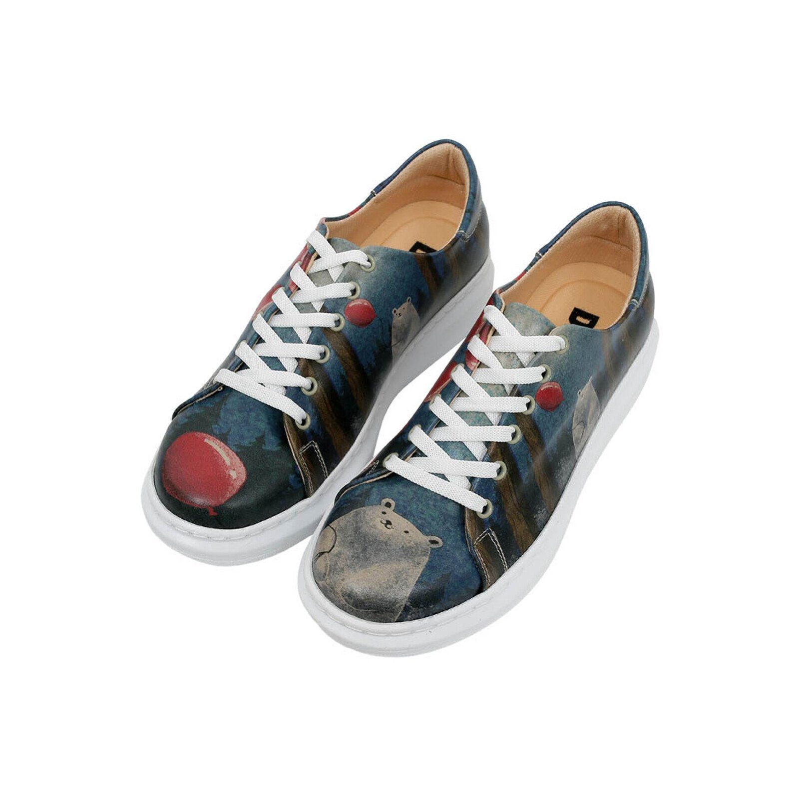 DOGO Myra Low-Top Sneaker Bear With A Balloon Damen Sneaker Plateausneaker Handgefertigt