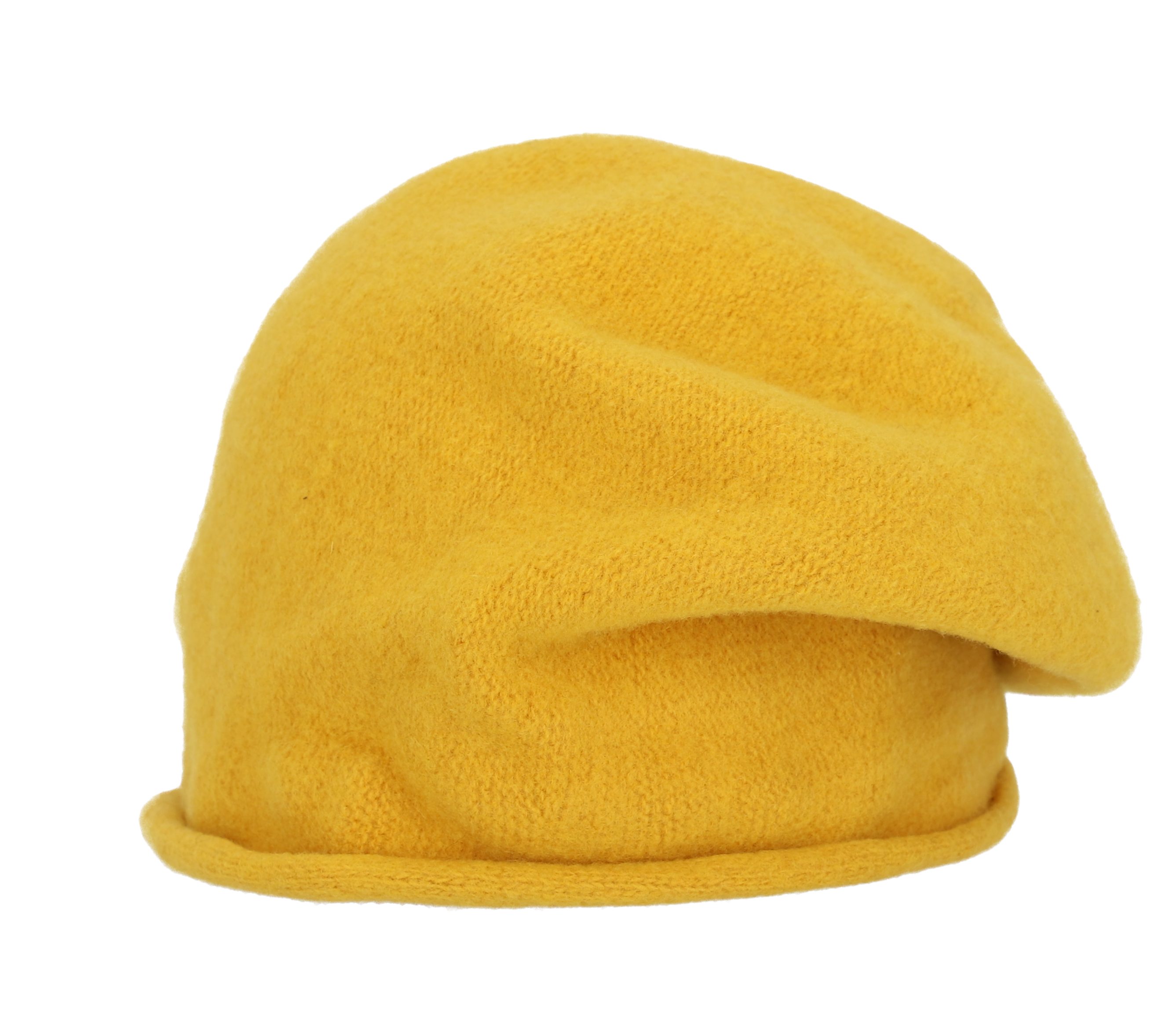 modische Accessoires mit Mütze Wintermütze halsüberkopf Rollrand gelb Beanie