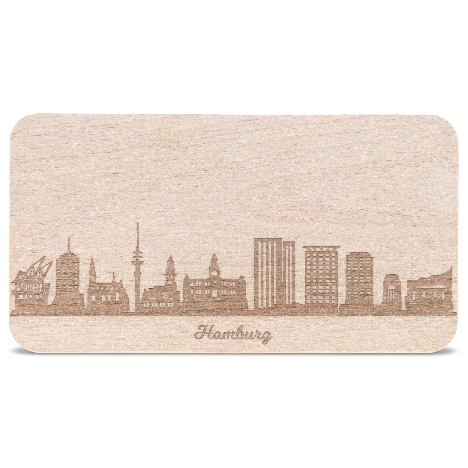 GRAVURZEILE Schneidebrett Frühstücksbrettchen mit Gravur - Skyline Hamburg, Buchenholz, (Kein Set), Geschenk für Hamburg Stadtverliebte & Fans - ideal auch als Souvenir