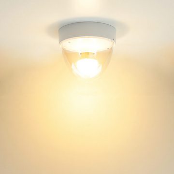 Licht-Erlebnisse Deckenleuchte MAIRA, ohne Leuchtmittel, Badlampe Decke Weiß IP44 dampfgeschützt Ø18cm klein E27 Deckenlampe