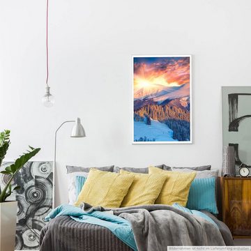 Sinus Art Poster Landschaftsfotografie 60x90cm Poster Sonniger Wintermorgen in den Bergen
