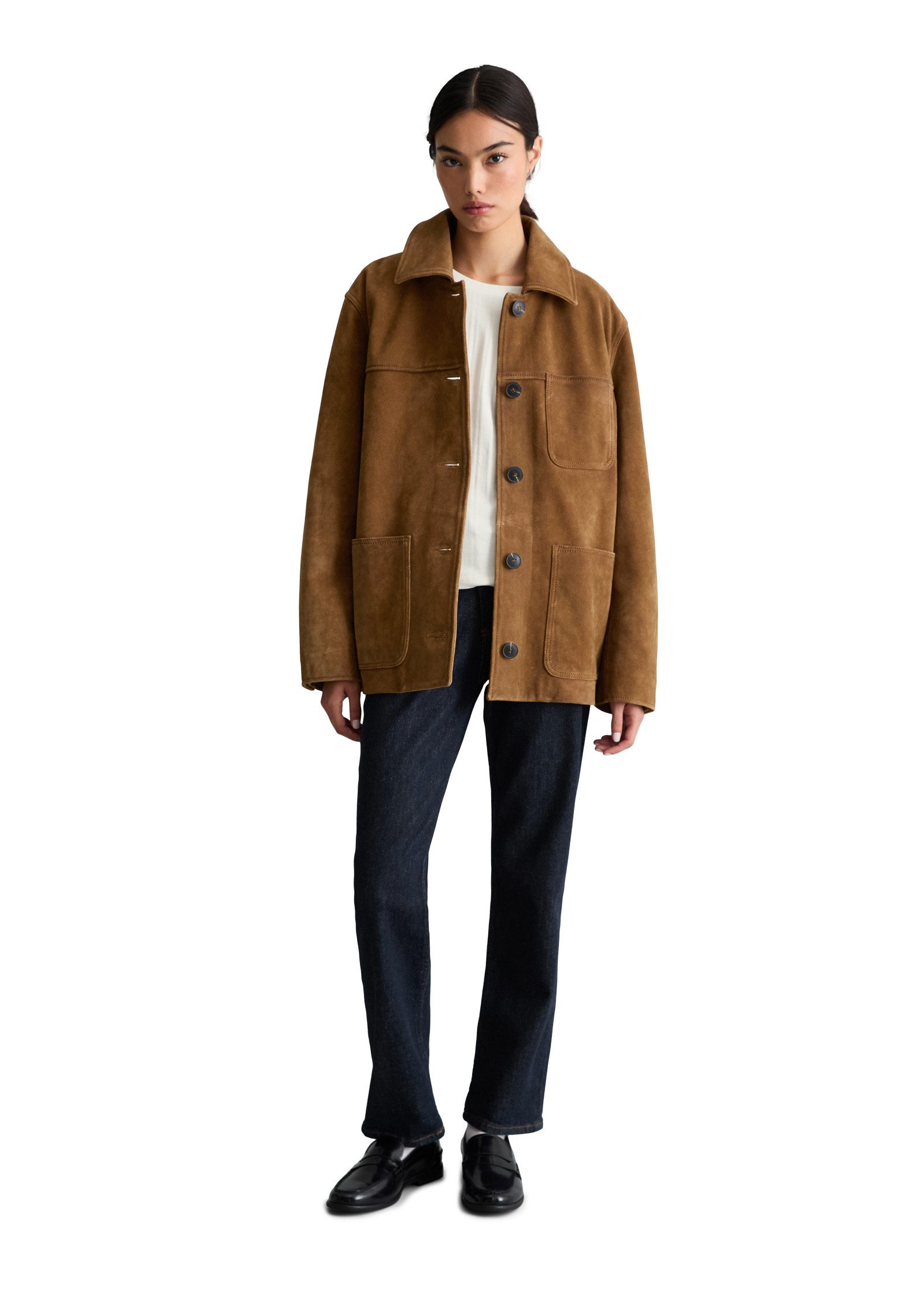 Marc O'Polo DENIM Lederjacke aus hochwertigem Rinderspaltleder – Bild 5 von 5
