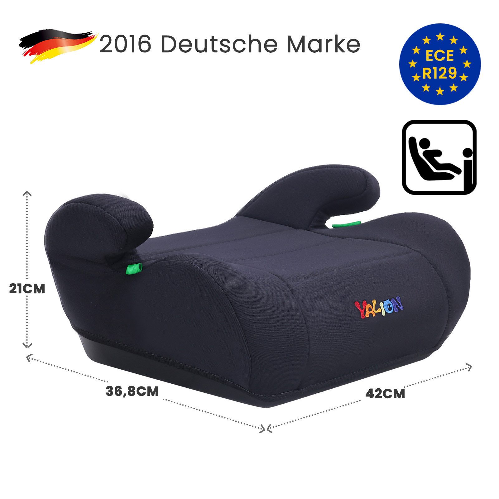 Yalion Kindersitzerhöhung Kindersitzerhöhung ECE R129/03 Sitzerhöhung für Kinder von 125–150 cm, ab: ca.6Jahren, bis: 10Jahren, (i-Size Autositz für Kinder Lila)