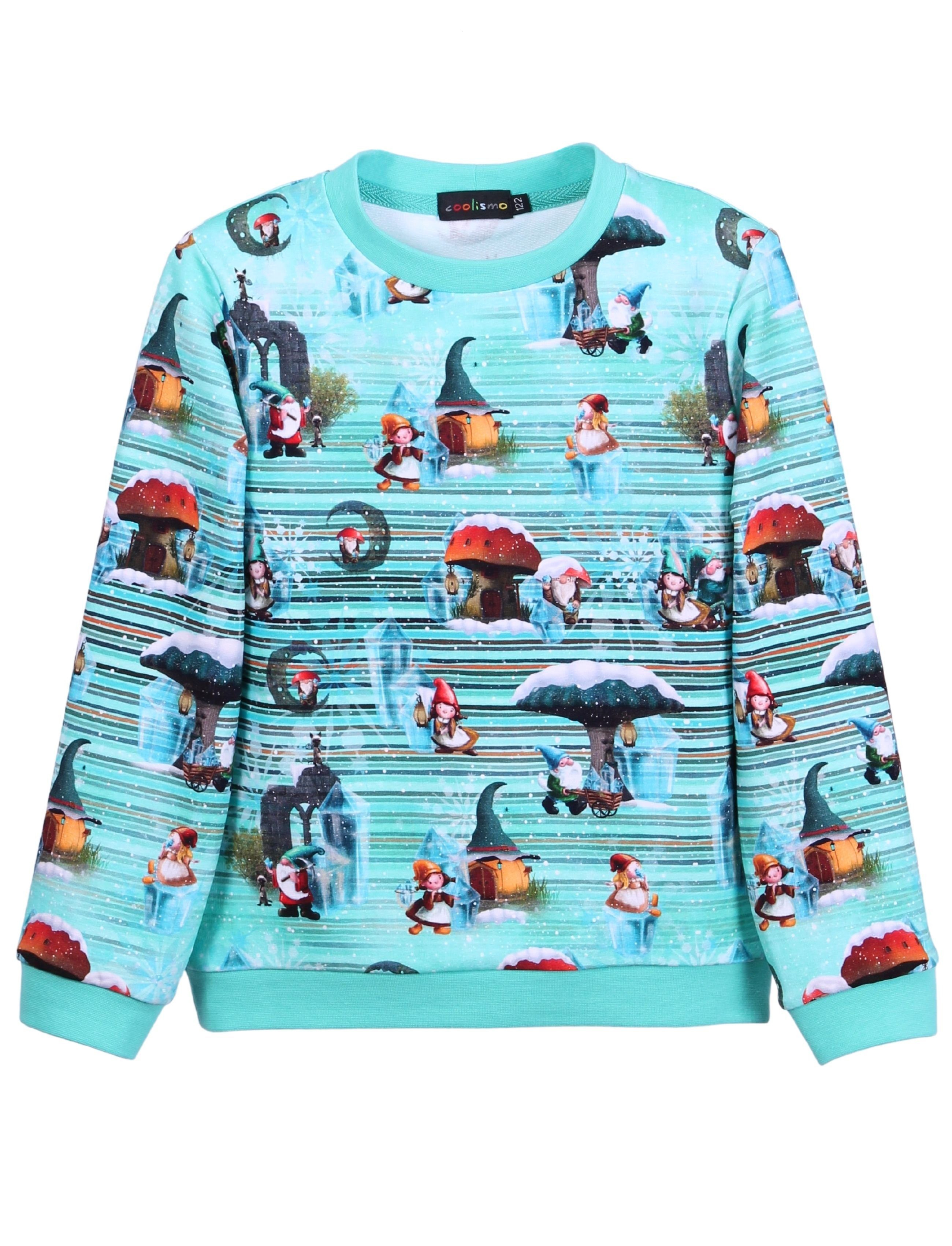 Zwergen-Print niedlichem Pullover in Sweater coolismo mit Baumwolle, Mädchen Kinder Sweatshirt Made Europa