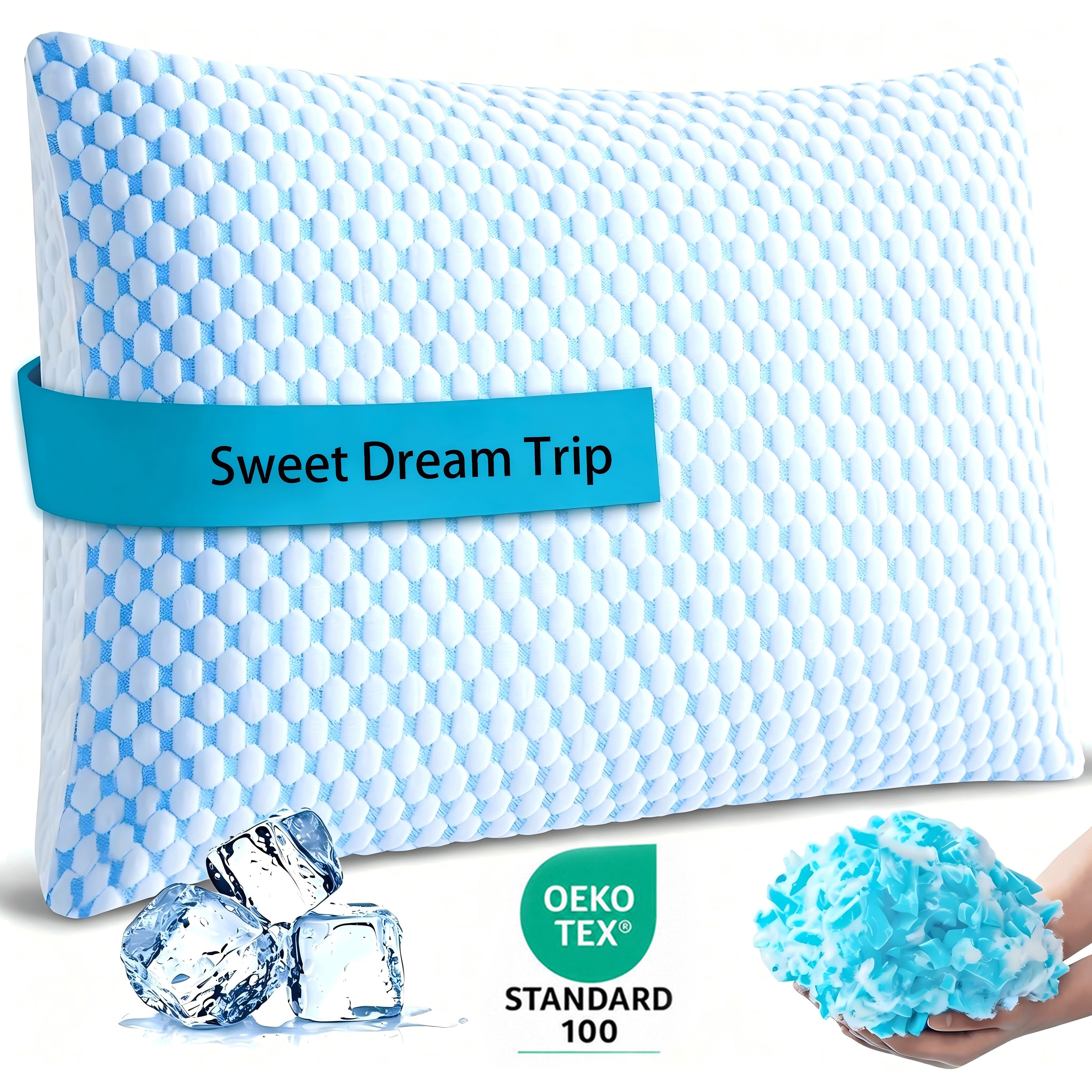 Kityhome Nackenstützkissen Memory Foam Nackenkissen, Kühlend, Ergonomisch Kopfkissen, Füllung: zerkleinerter Memory Foam, Seitenschlafer, Ruckenschlafer, Bauchschlafer, für Allergiker geeignet