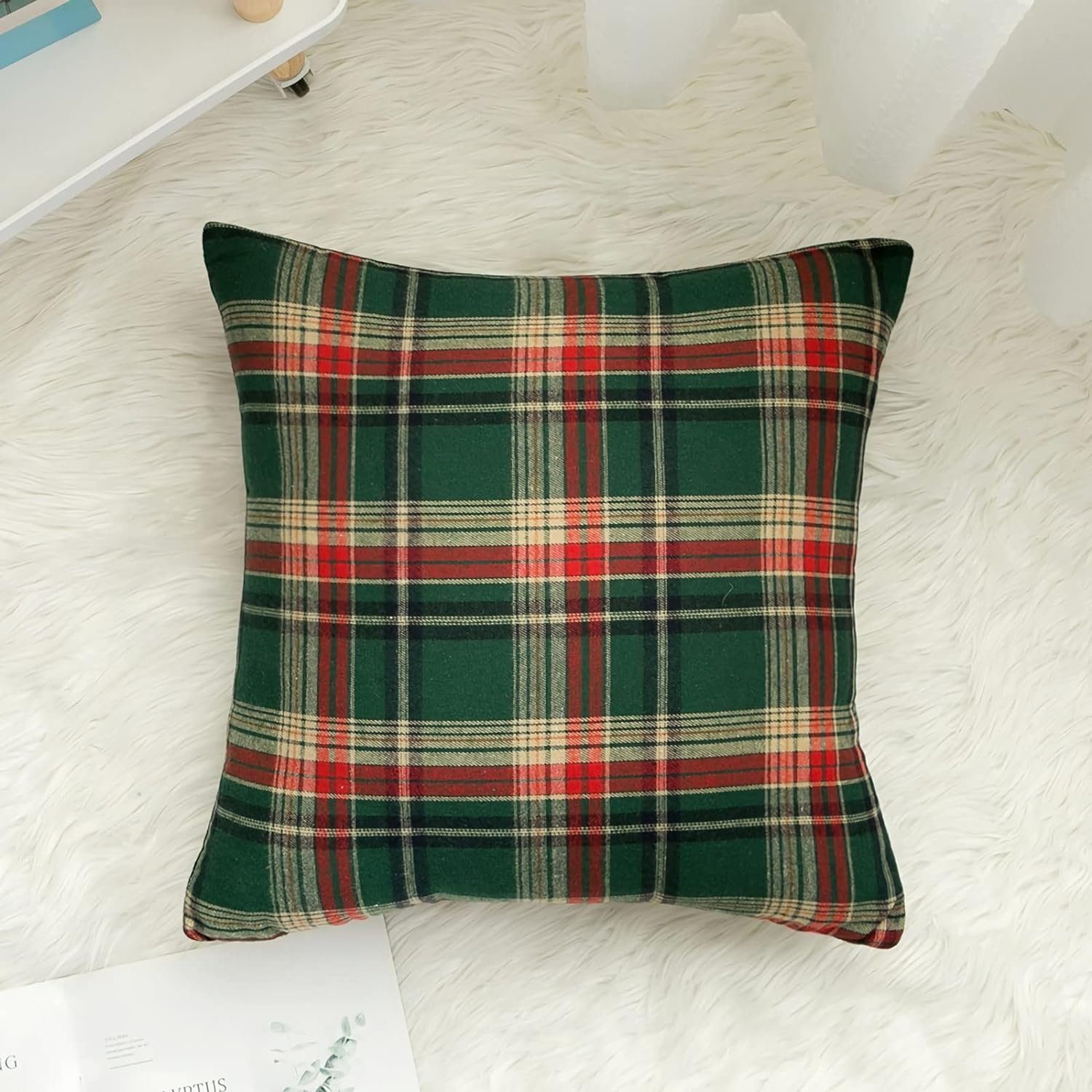 cm (2 2erPack, Grün Couch Decor für Sofa 45x45 Kissenbezug Home Kariertes Kissenbezüge Stück) HIBNOPN