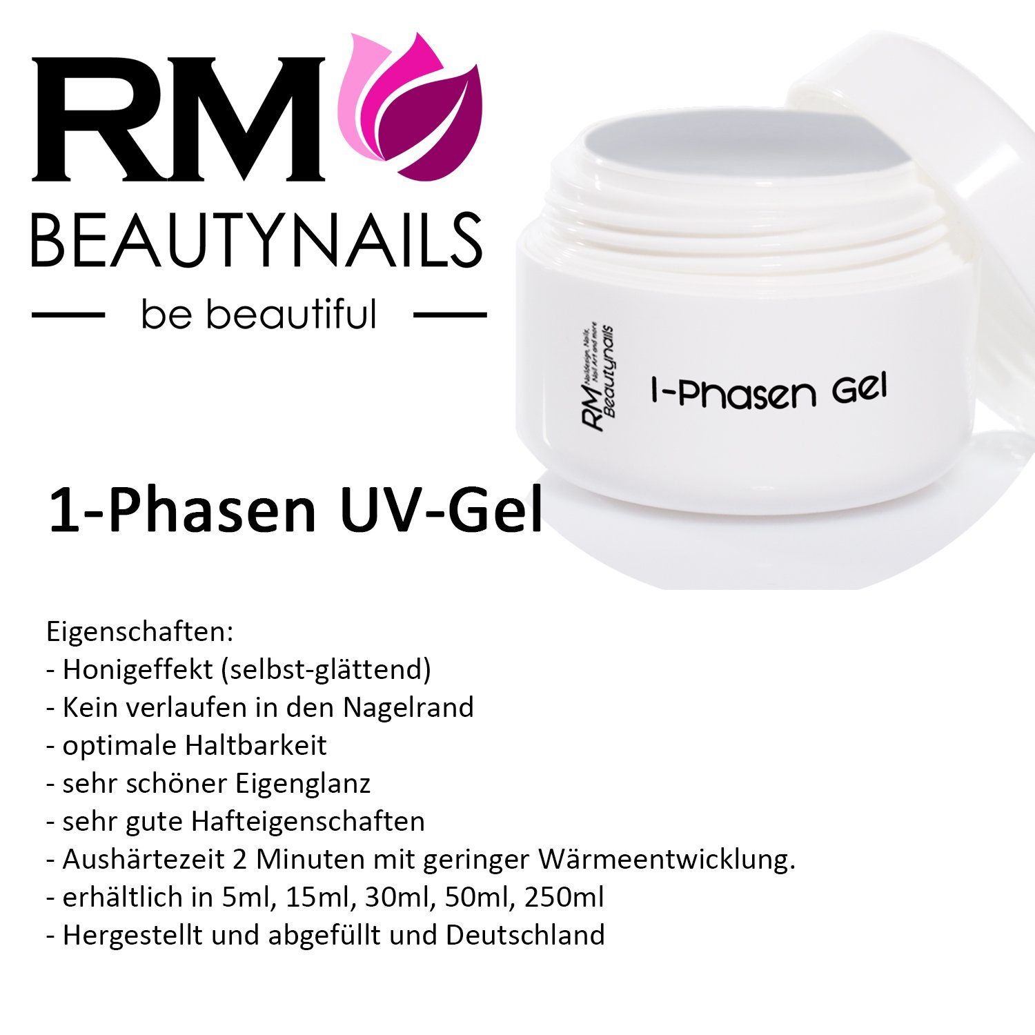 RM Beautynails UV-Gel 1-Phasengel UV Led Gel Klar Nagelgel Fingernagel Nageldesign, Nagelgel, Nailart, Künstliche Nägel