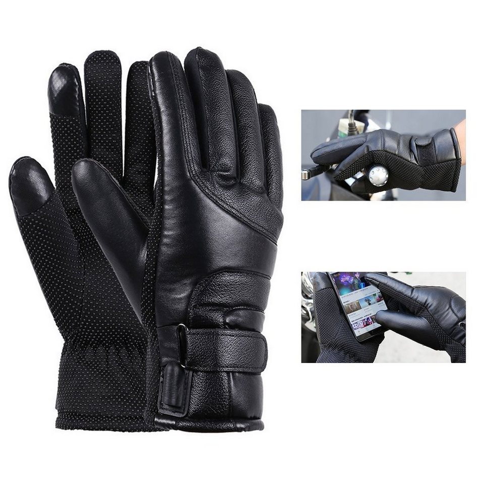 DOPWii Fahrradhandschuhe Elektrofahrzeug Beheizte  Handschuhe,Wasserdichte,Warme,PU-Handschuhe