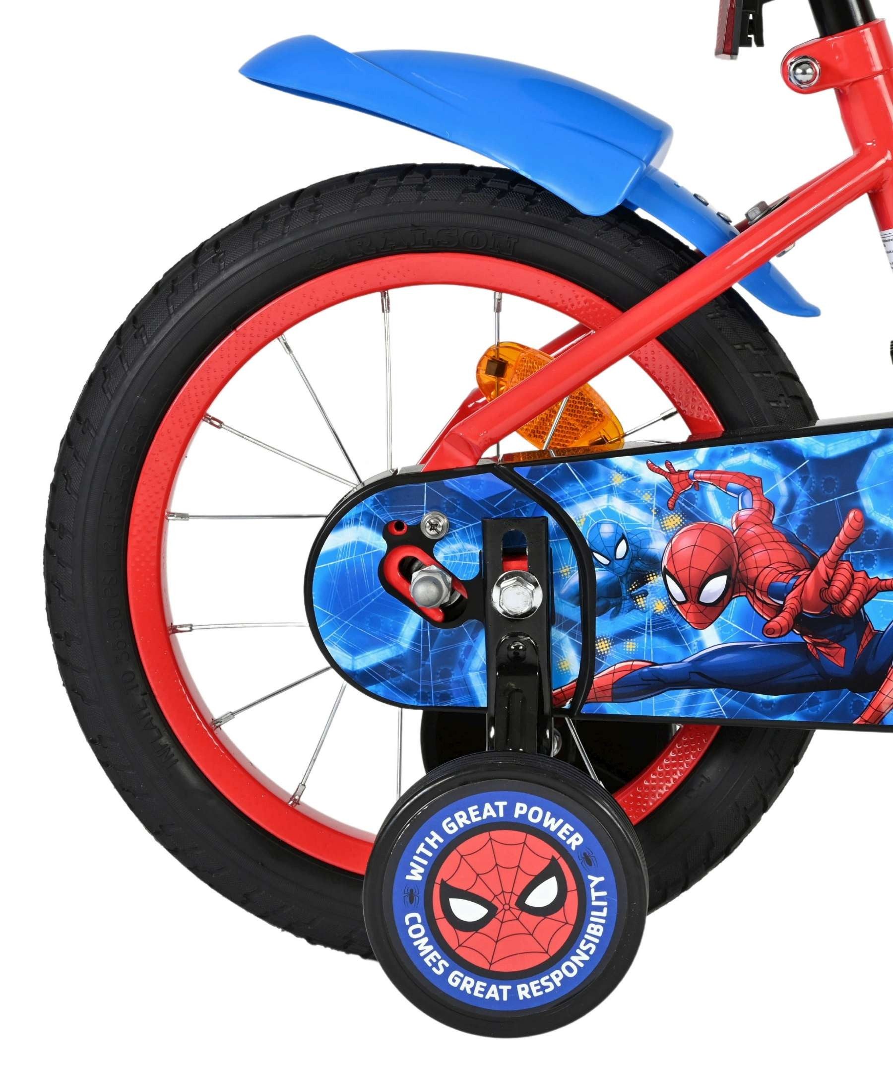 Volare Kinderfahrrad Marvel Spider-Man Kinderfahrrad - Jungen - 14 Zoll - Rot/Blau