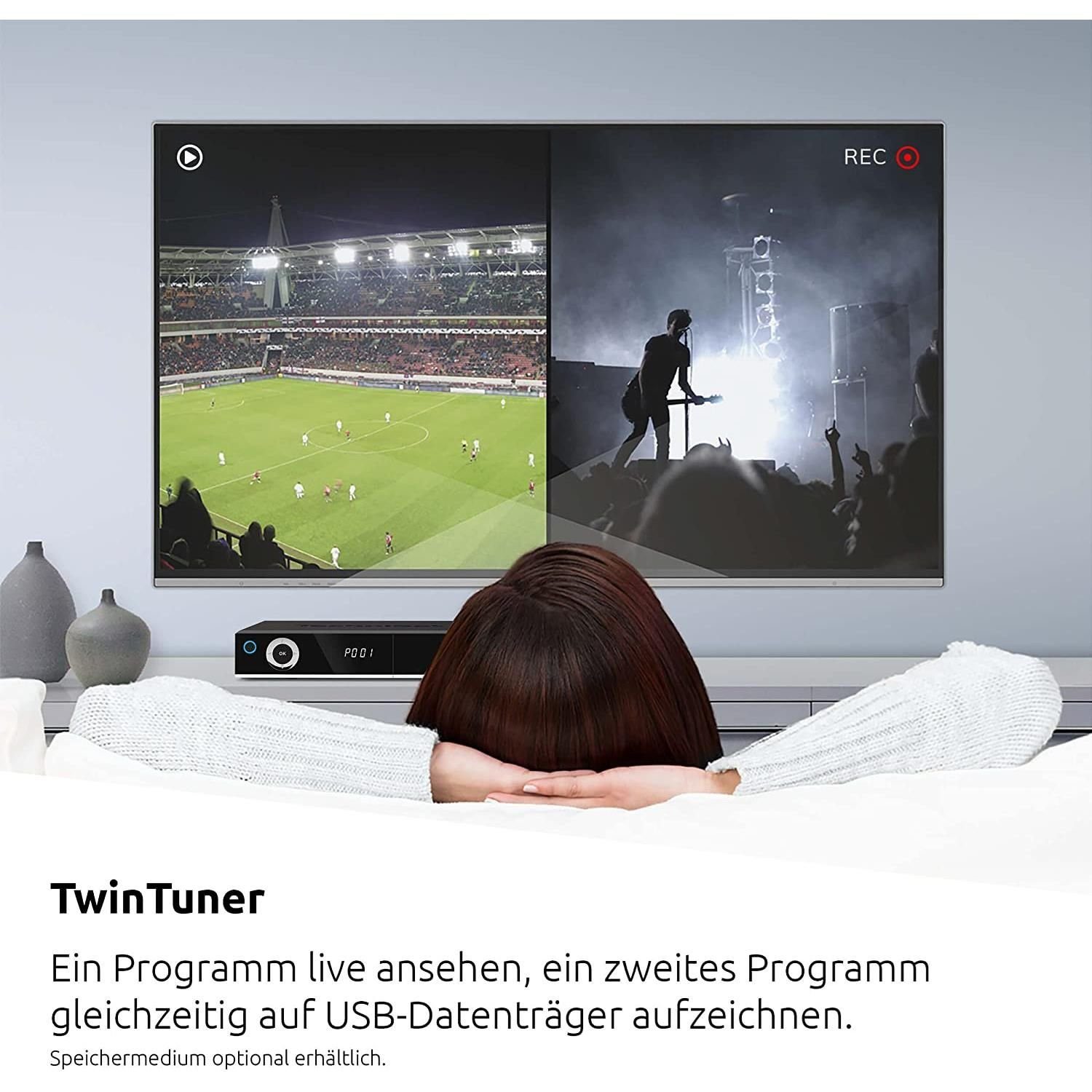 (Ethernet), (LAN S Pay-TV-fähig Digiplus DVR TechniSat und über Zugriff Aufnahmefunktion (Wi-Fi), 4K Sat-Twinreceiver CI+ WLAN HbbTV, ISIO-Apps Mediatheken, CI) UHD auf Satellitenreceiver