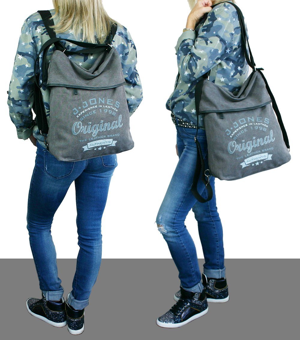 J JONES JENNIFER JONES Umhängetasche Große Canvas Rucksacktasche - Casual Rucksack und Schultertasche 2in1 – Bild 4 von 5