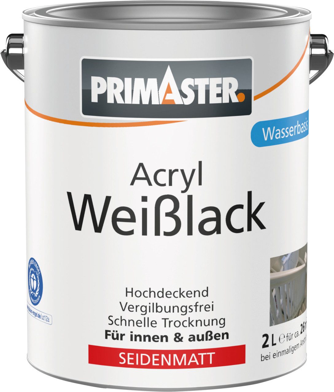 Primaster Weißlack Primaster Acryl Weißlack seidenmatt 2 L