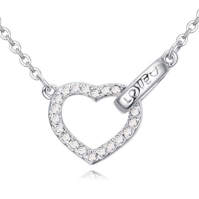 BUNGSA Ketten-Set Kette strahlendes Herz Silber aus Messing Damen (1-tlg) Halskette Necklace