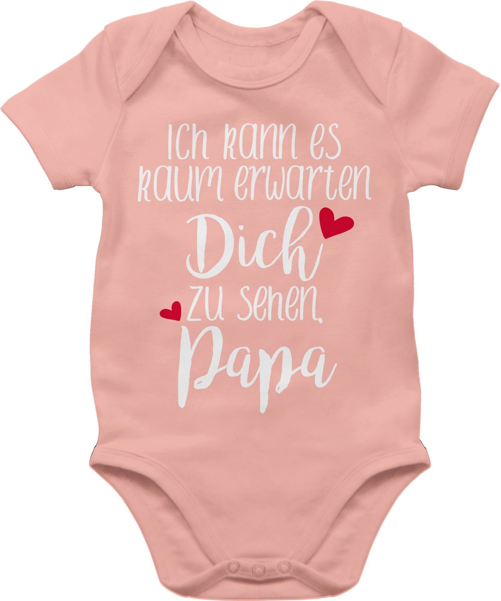 dich sehen, zu Papa kaum - es Ich 3 Babyrosa Geschenk Shirtracer kann Shirtbody Baby weiß Vatertag erwarten