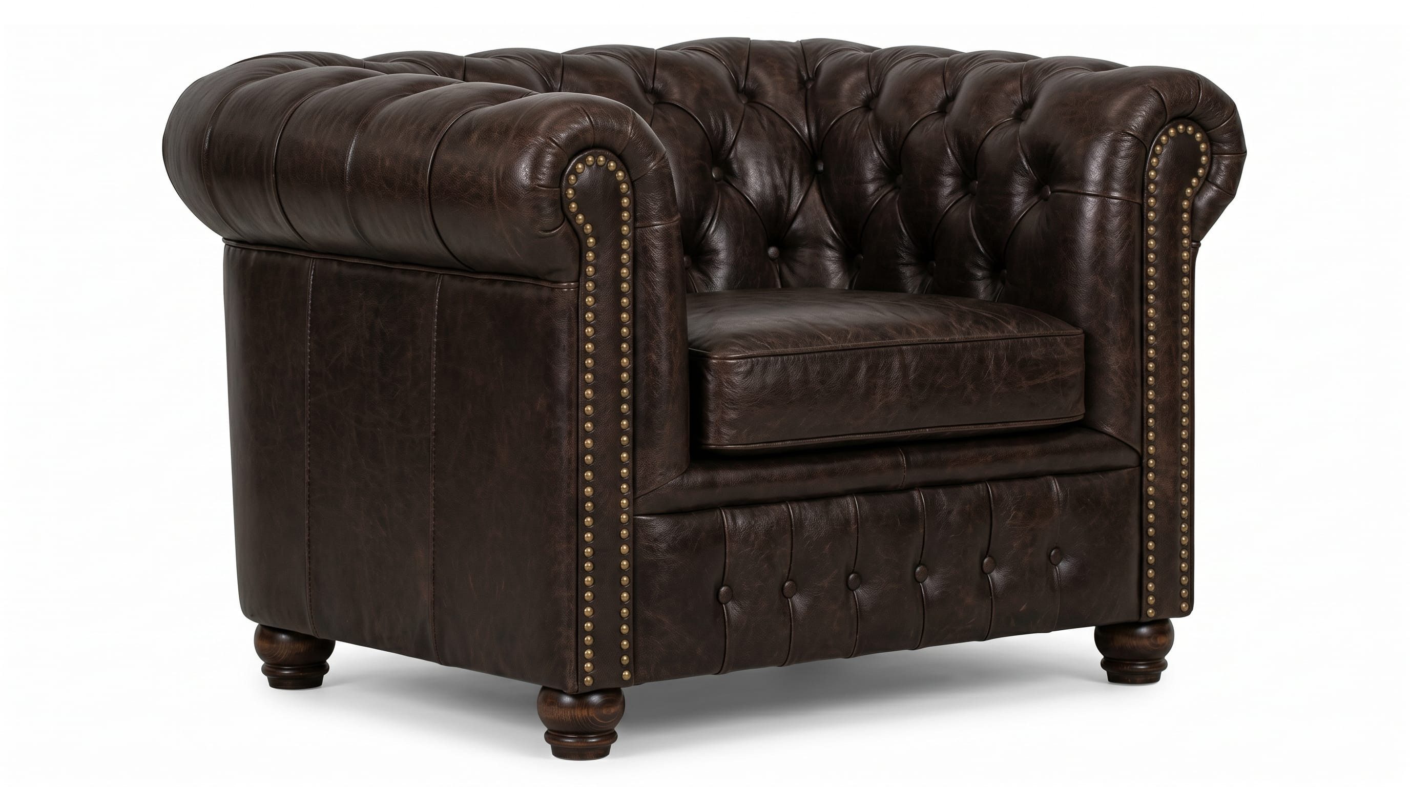 JVmoebel Chesterfield-Sofa Braunes Wohnzimmer-Set: 3+1-Sitzer Chesterfield Ledersofas, 2 Teile, Made in Europa