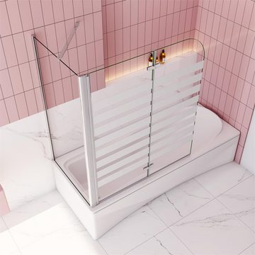 duschspa Badewannenaufsatz 6mm Duschwand Faltwand mit Seitenwand Badewannenaufsatz Glaswand, Einscheibensicherheitsglas, Sicherheitsglas, (Set), Glas, Nano Glas