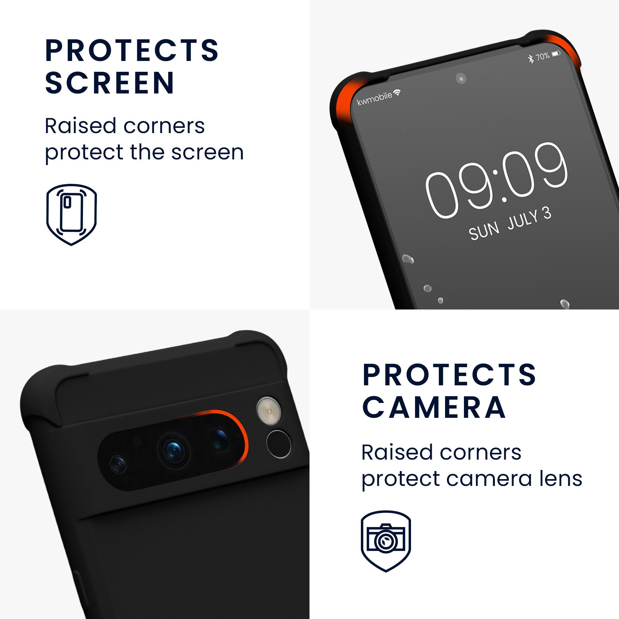 kwmobile Etui Hülle für Google Pixel 8 Pro, mit Metall Kette zum Umhängen - Silikon Handy Cover Case Schutzhülle