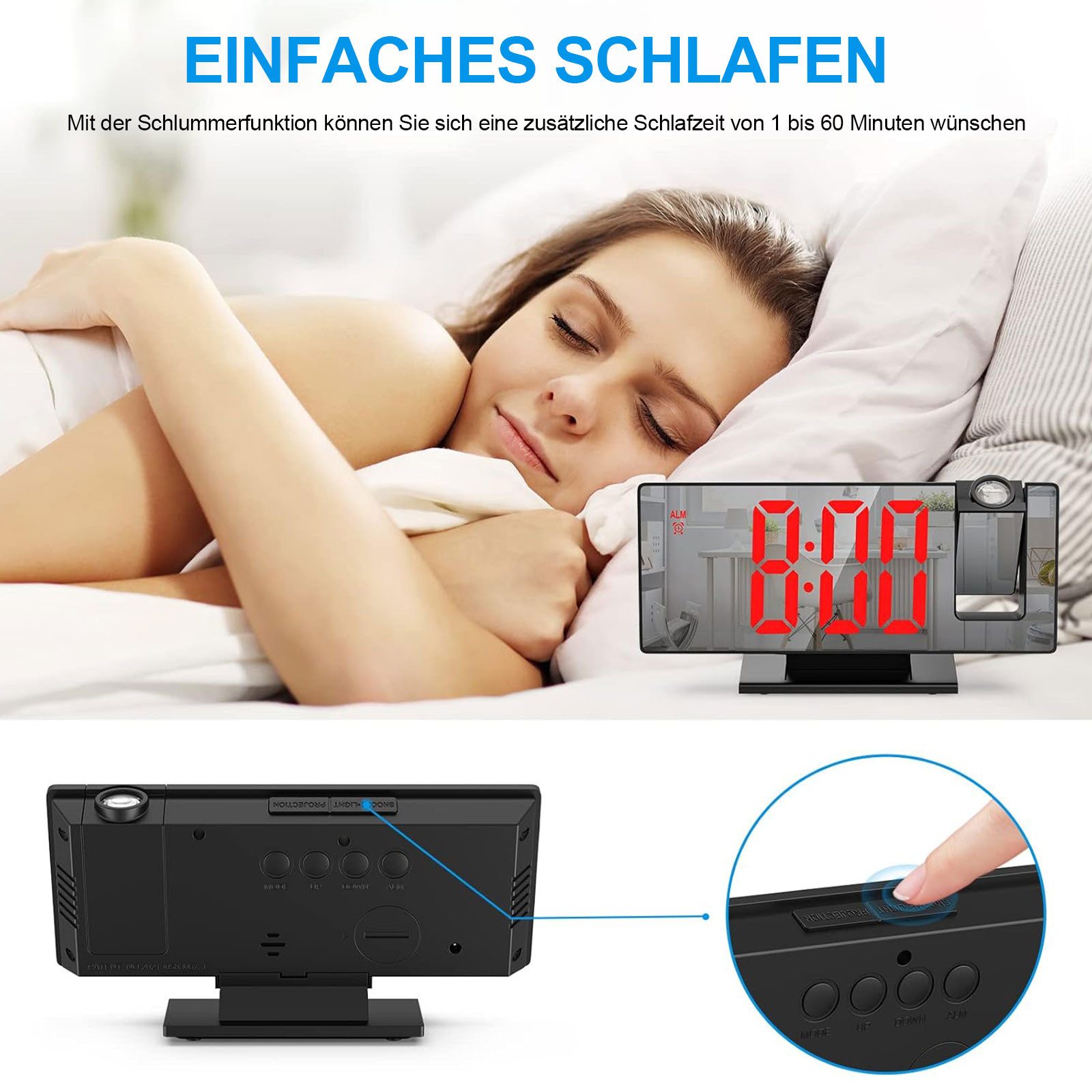 REDOM Projektionswecker Elektronische Uhr LED Digitaluhr günstig online kaufen